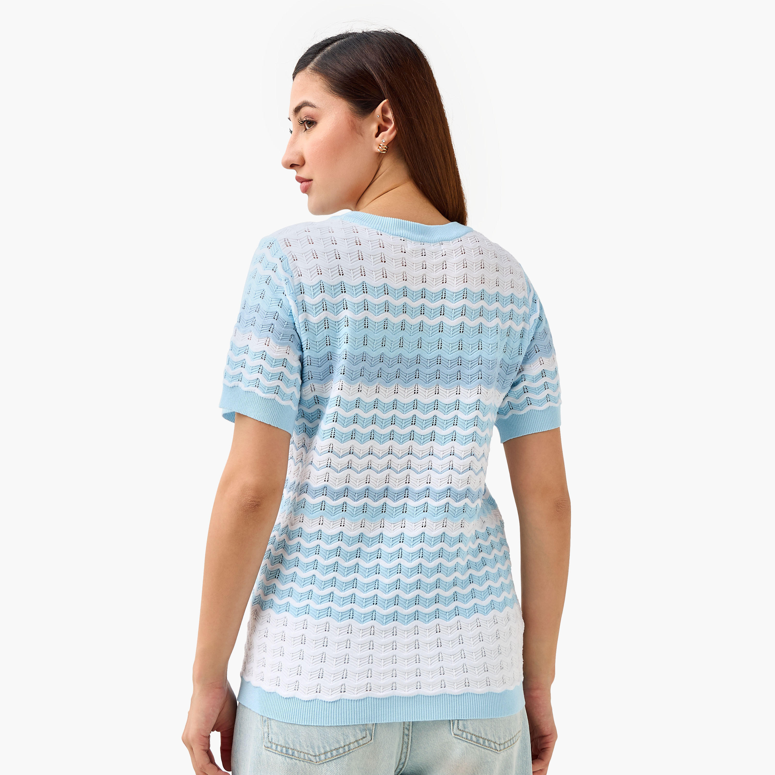 بلوزة محبوكة بقصة عادية-women-clothing-shirtsandblouses-blouses-image-3