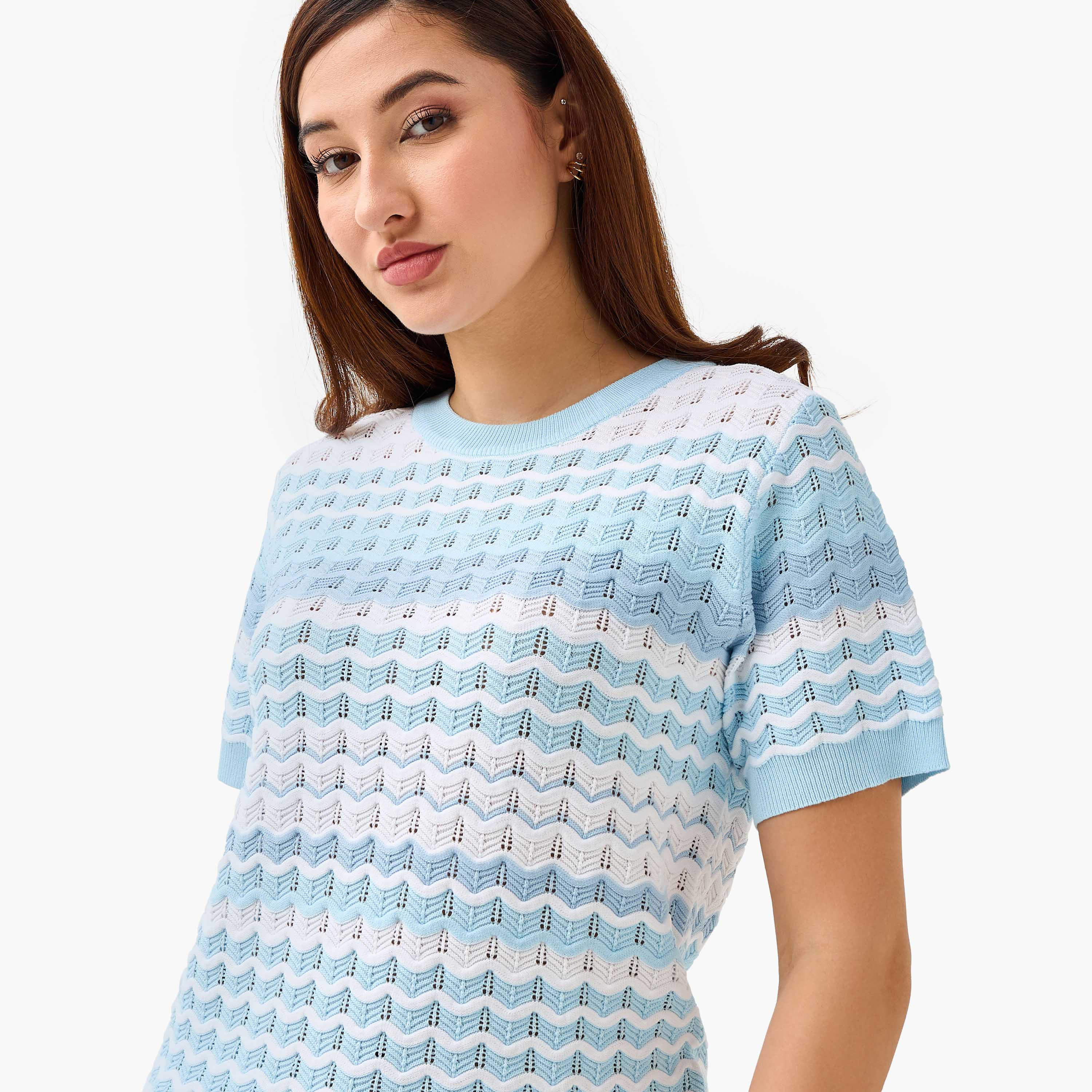 Regular Fit Top with Knit Texture-women-clothing-shirtsandblouses-blouses-image-7