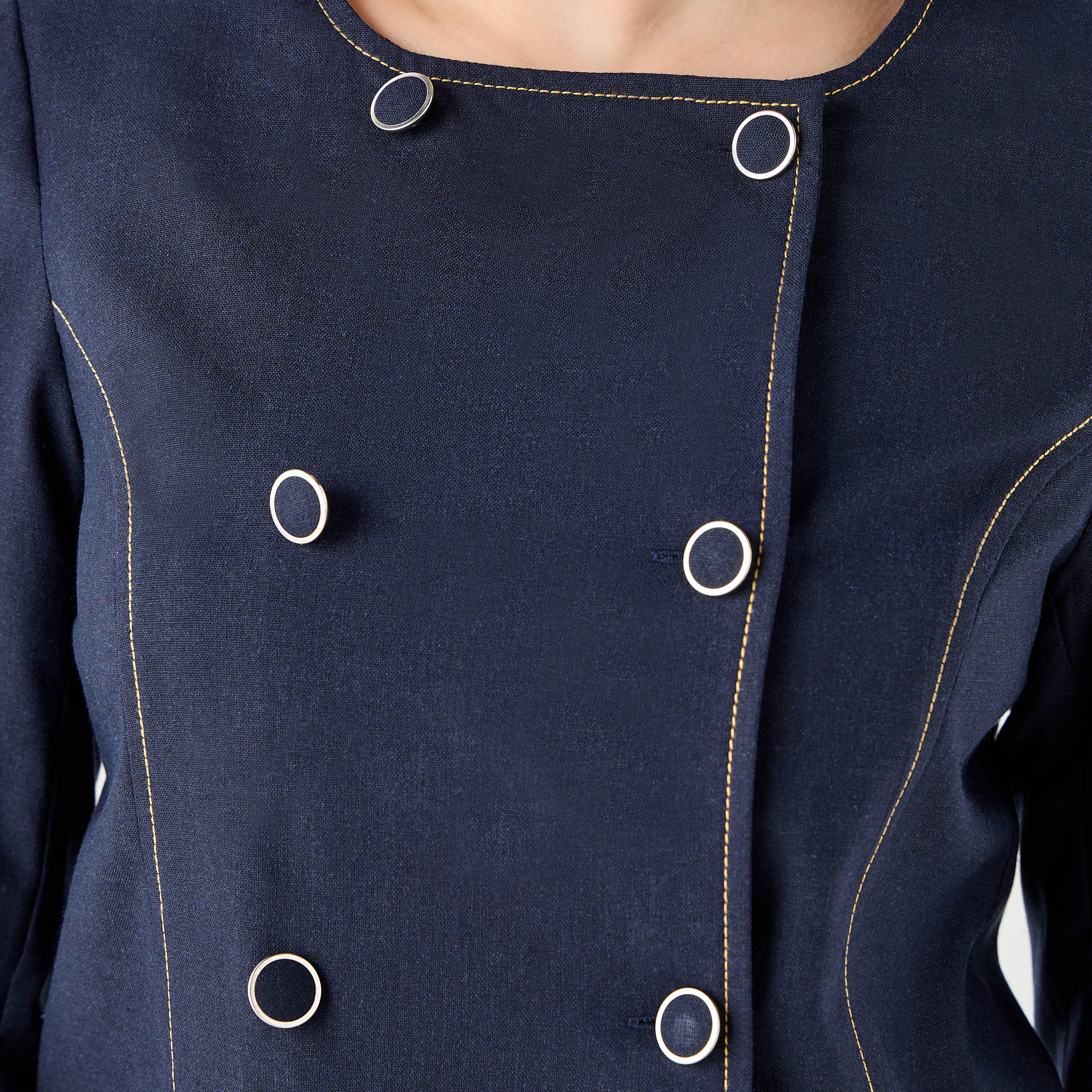 Linen Blend Double Button Jacket-women-clothing-coordsets-image-2