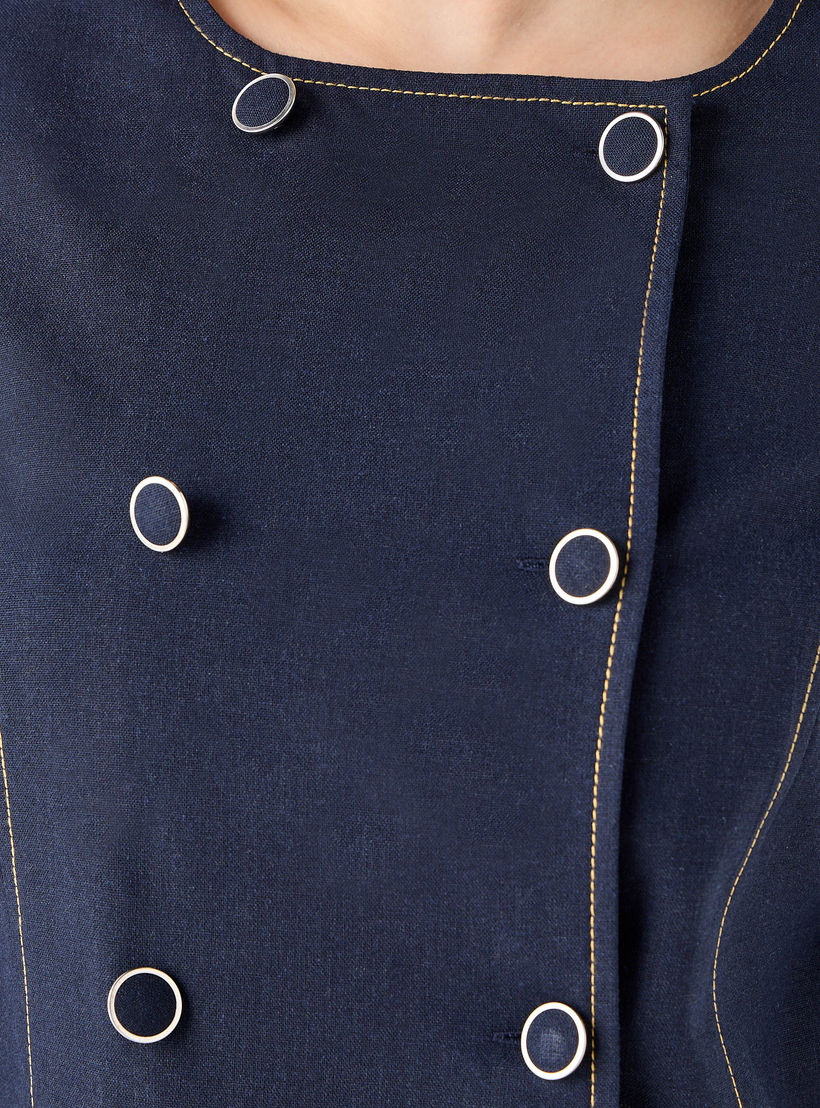 Linen Blend Double Button Jacket-women-clothing-coordsets-image-2