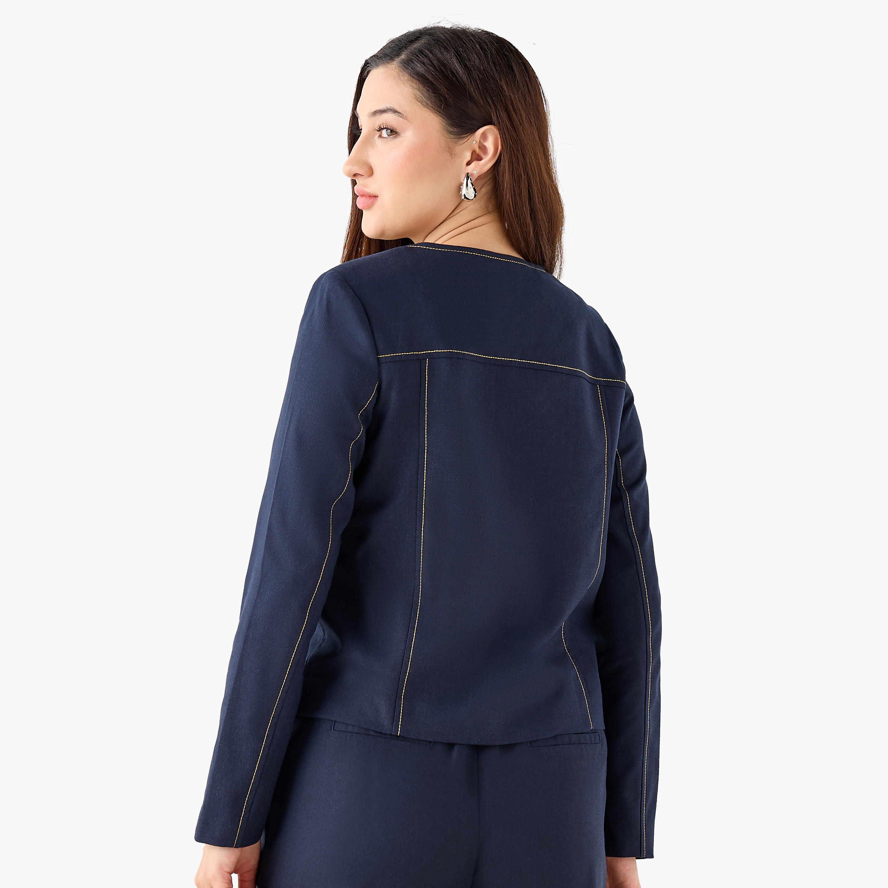 Linen Blend Double Button Jacket-women-clothing-coordsets-image-6