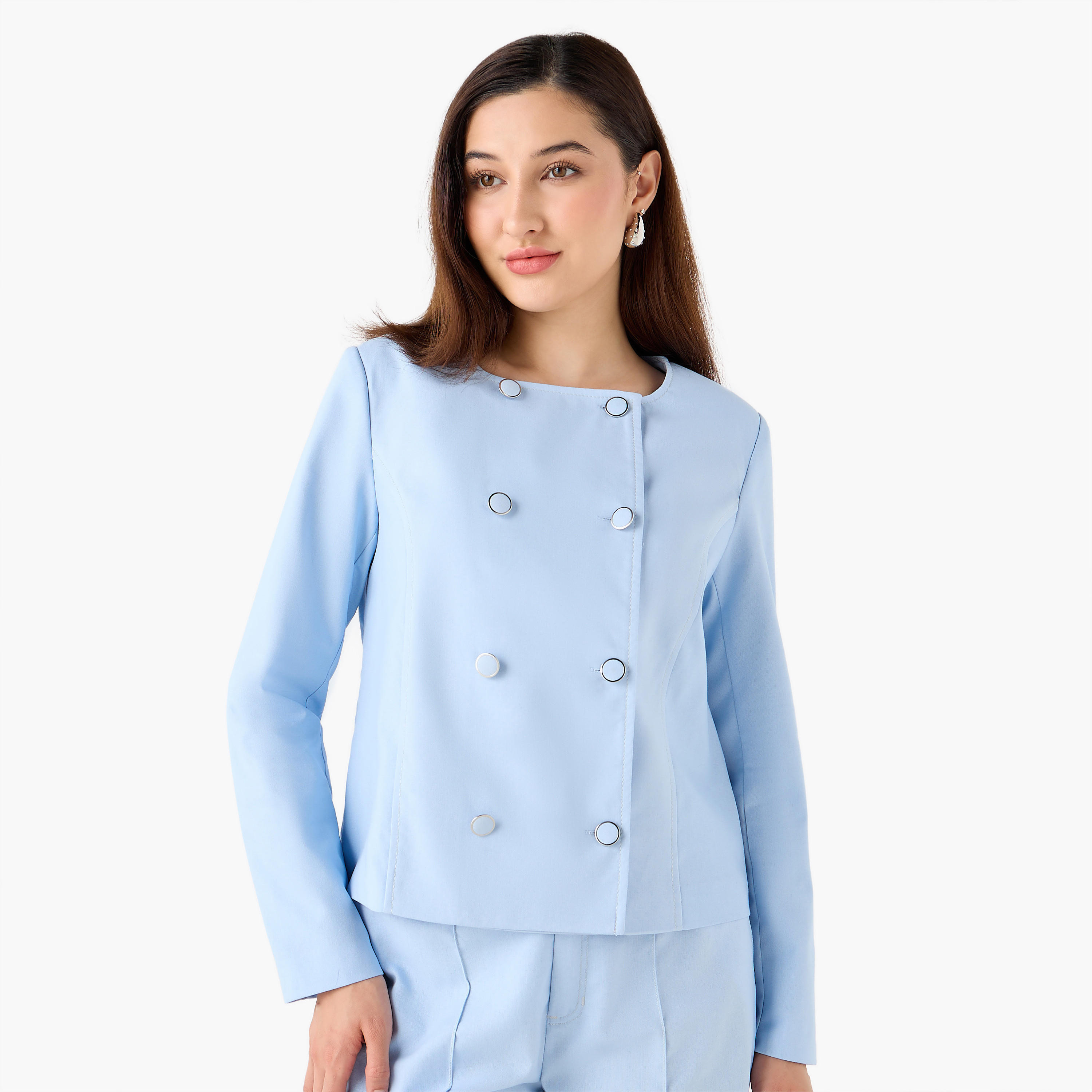 جاكيت كتان بأزرار مزدوجة-women-clothing-coordsets-image-4
