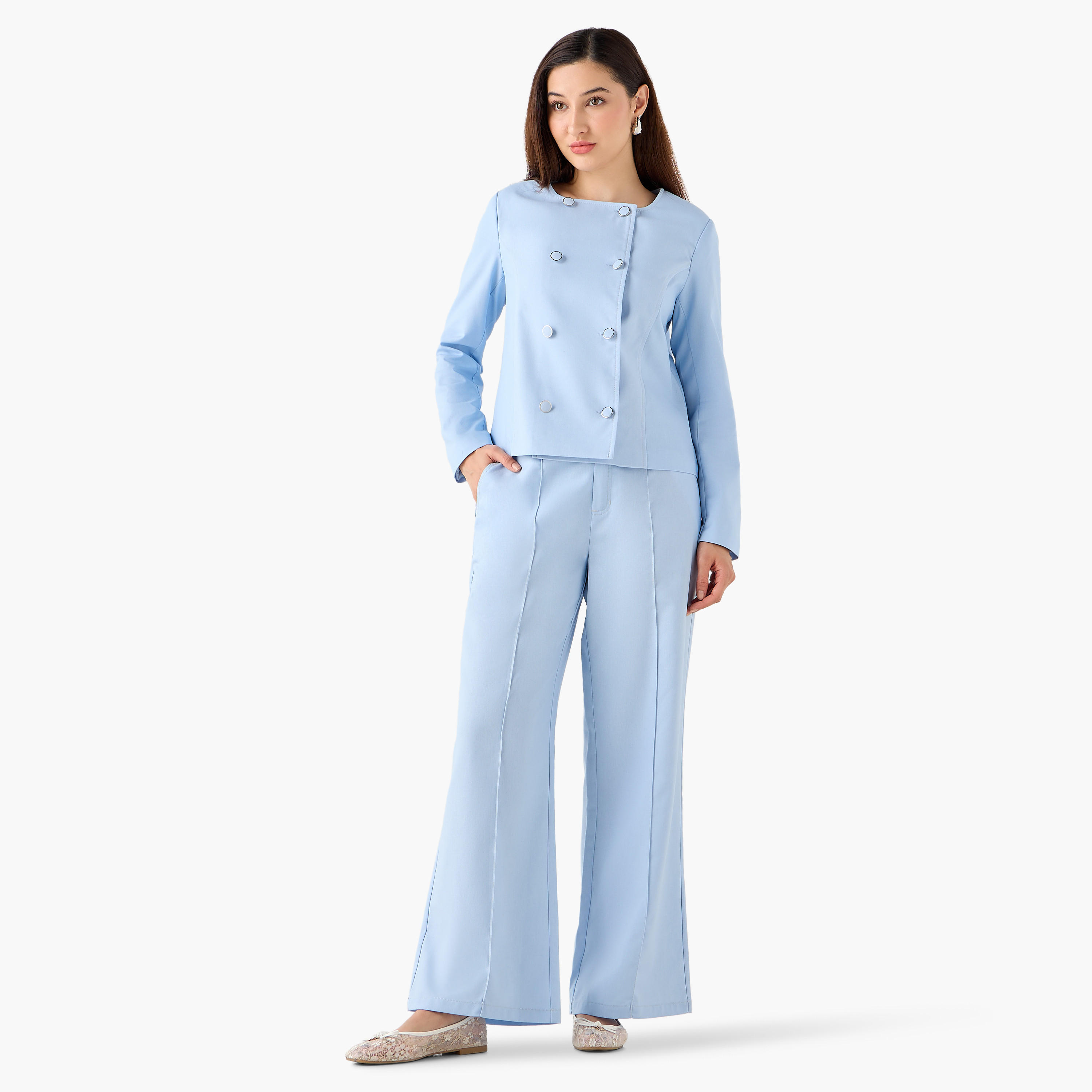 Mid Rise Panelled Linen Blend Belted Wide-Leg Trousers-women-clothing-coordsets-image-5