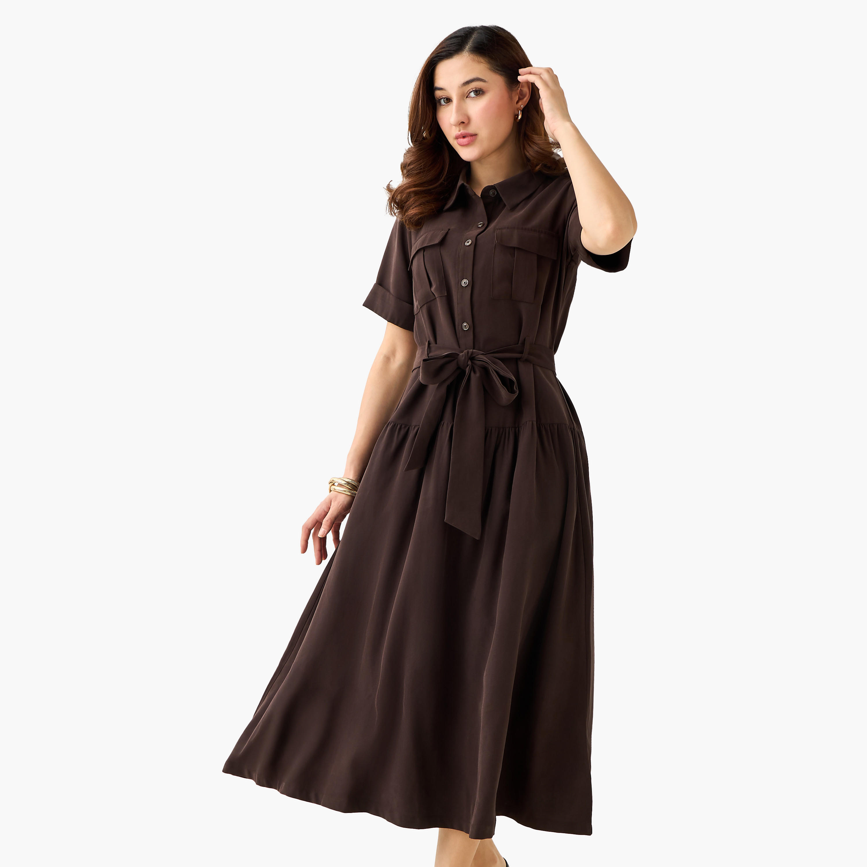 Shirt Midi Dress with Belt-women-clothing-dresses-image-3
