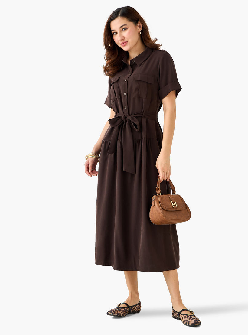 Shirt Midi Dress with Belt-women-clothing-dresses-image-4