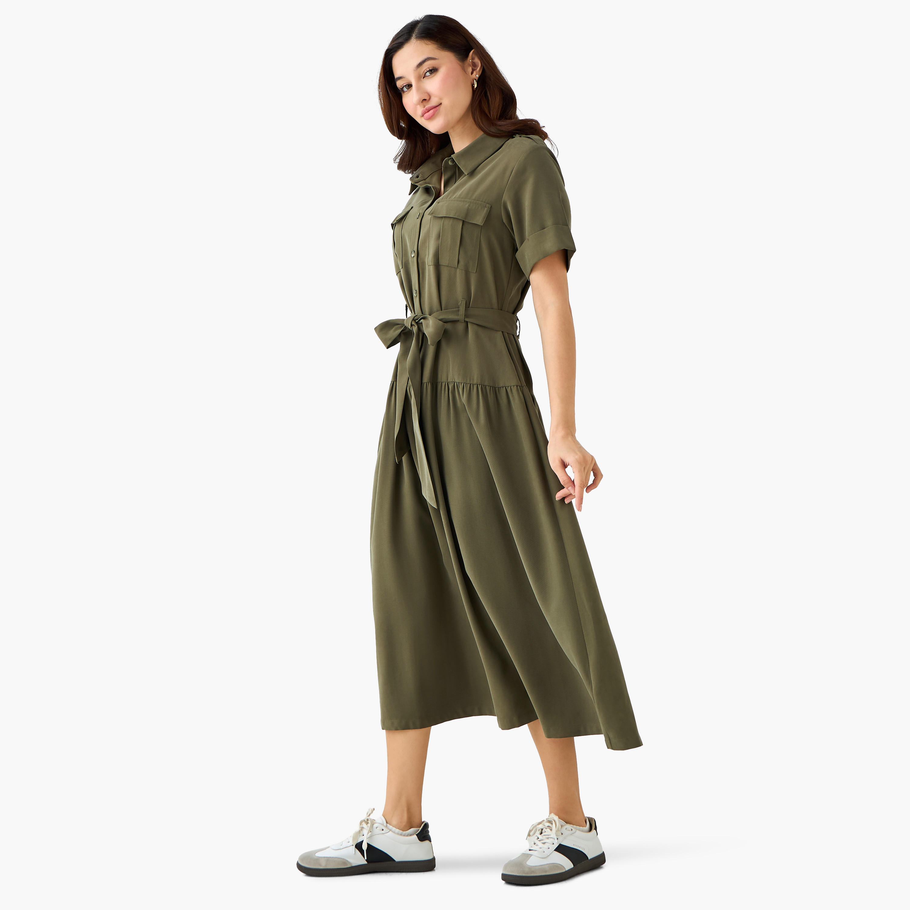 Shirt Midi Dress with Belt-women-clothing-dresses-image-4