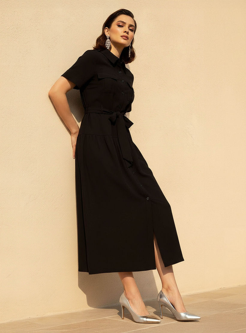 Shirt Midi Dress with Belt-women-clothing-dresses-image-1
