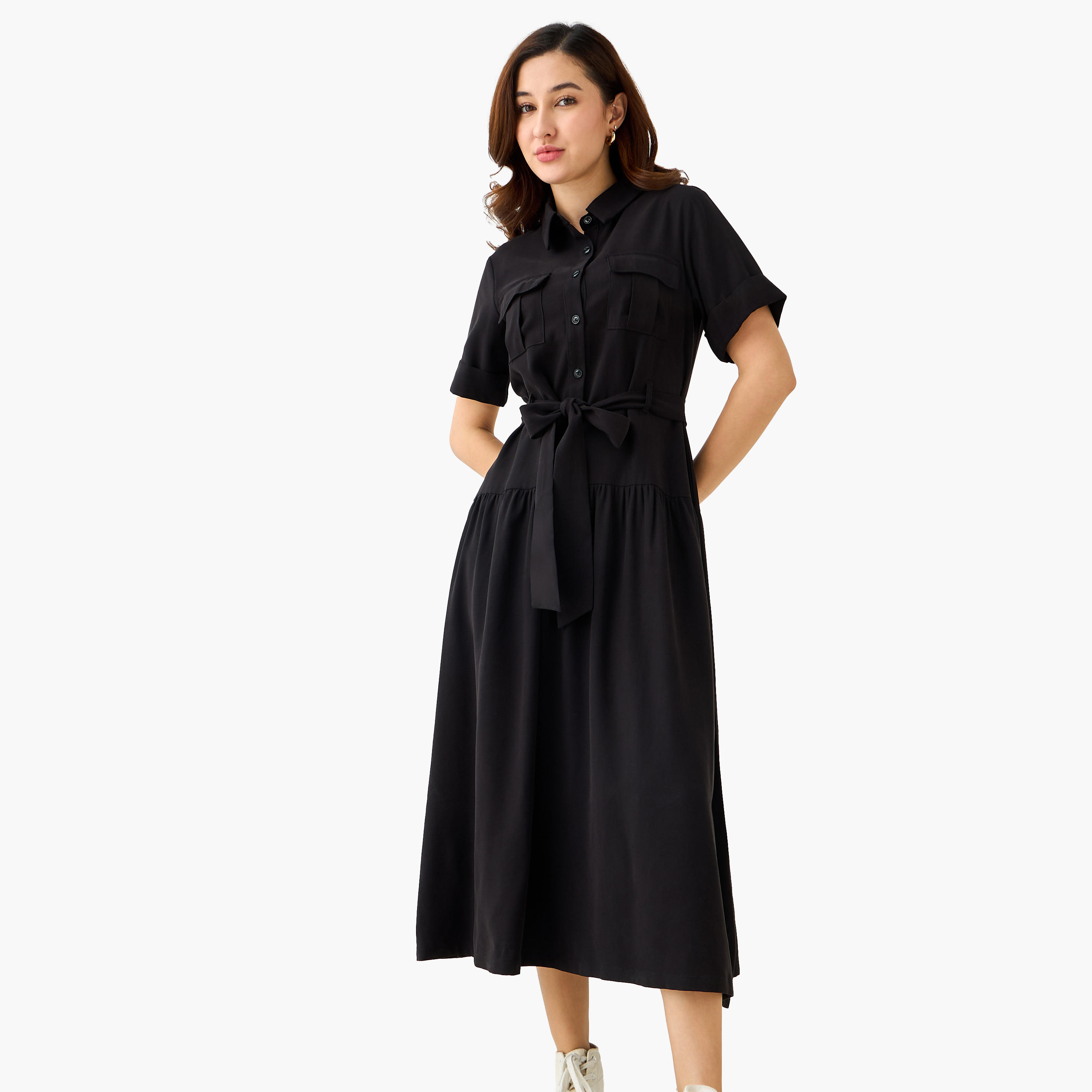 Shirt Midi Dress with Belt-women-clothing-dresses-image-3