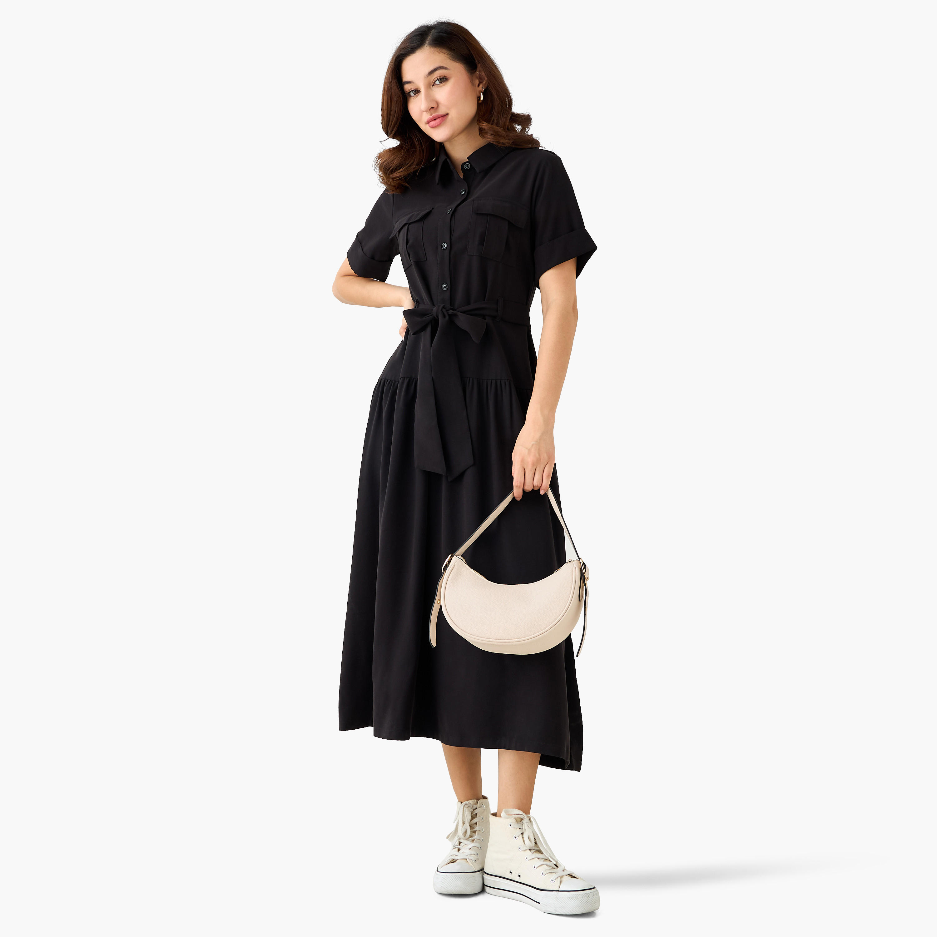 Shirt Midi Dress with Belt-women-clothing-dresses-image-4