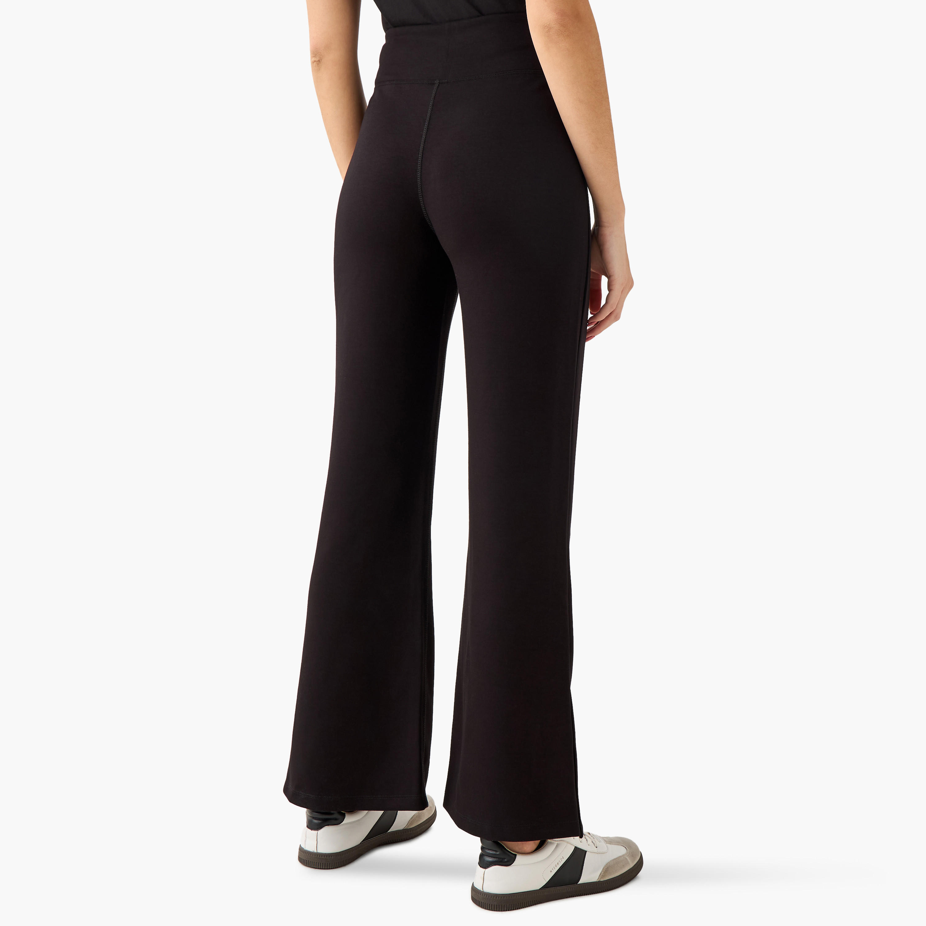بنطلون طويل واسع الحافة بخصر عالٍ وتفاصيل شق-women-clothing-bottoms-leggings-image-4