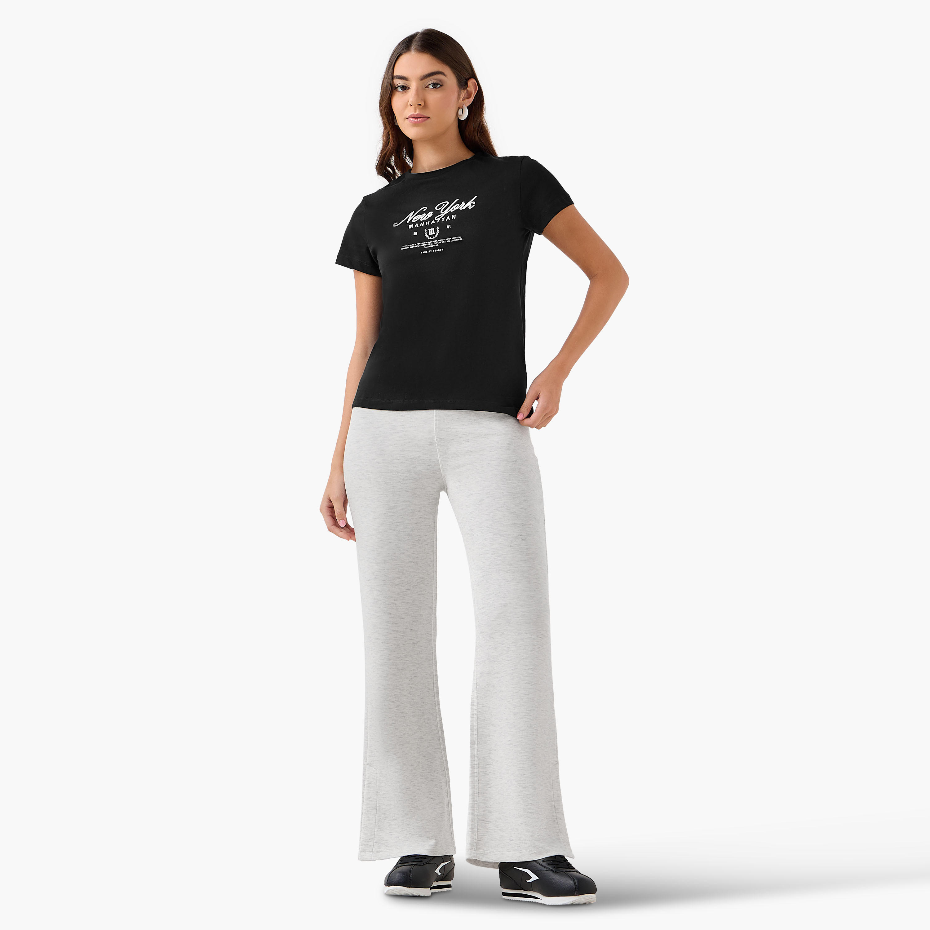 High-Waist Full-Length Flared Pants with Slit Detail-women-clothing-bottoms-leggings-image-3