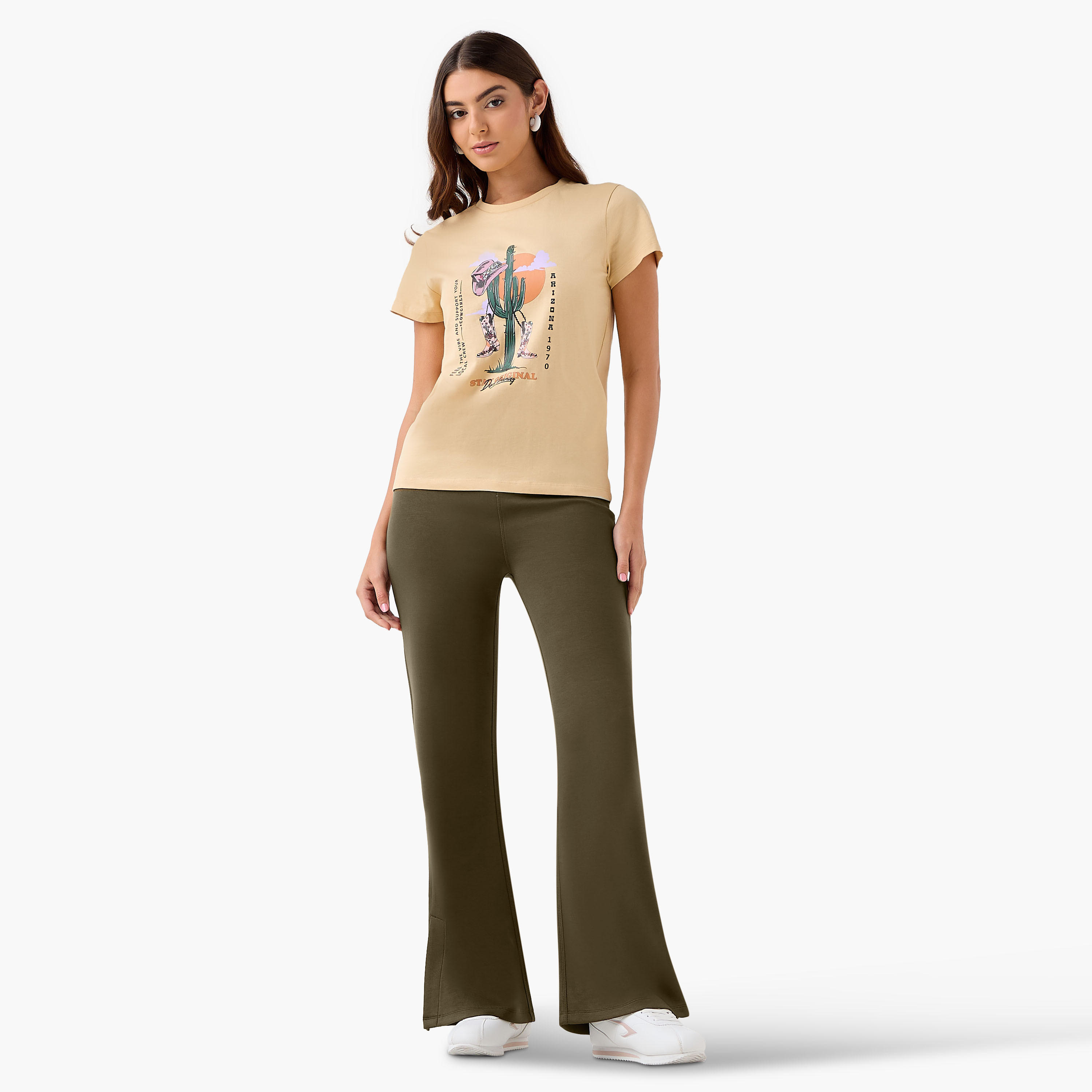 High-Waist Full-Length Flared Pants with Slit Detail-women-clothing-bottoms-leggings-image-3