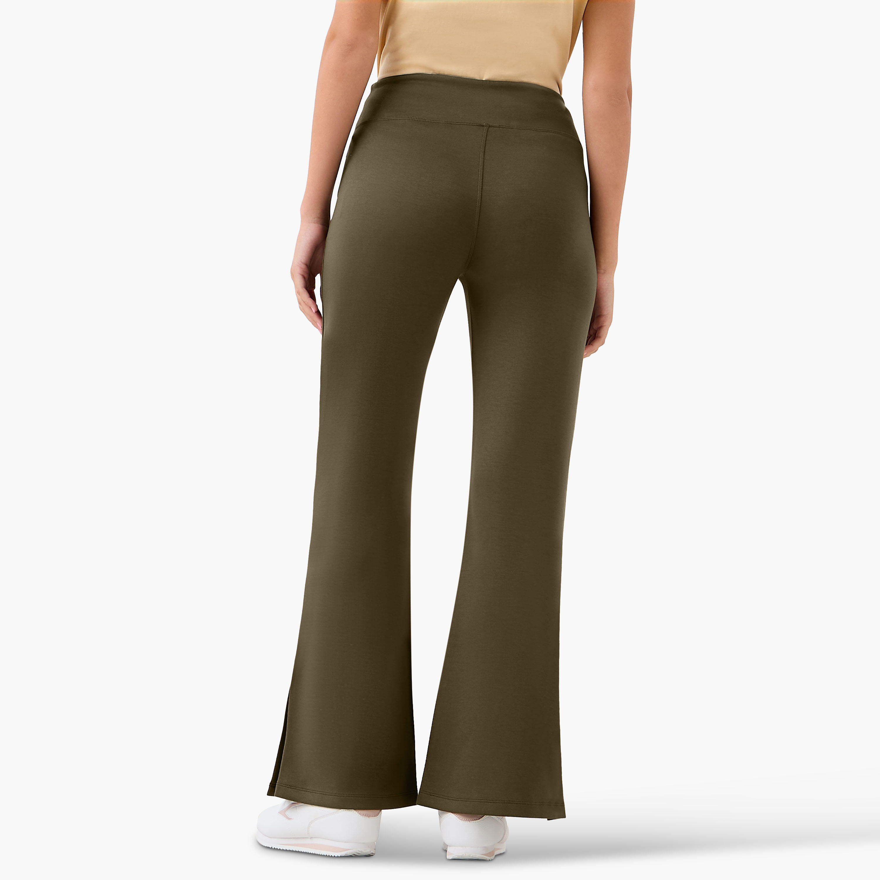 High-Waist Full-Length Flared Pants with Slit Detail-women-clothing-bottoms-leggings-image-4