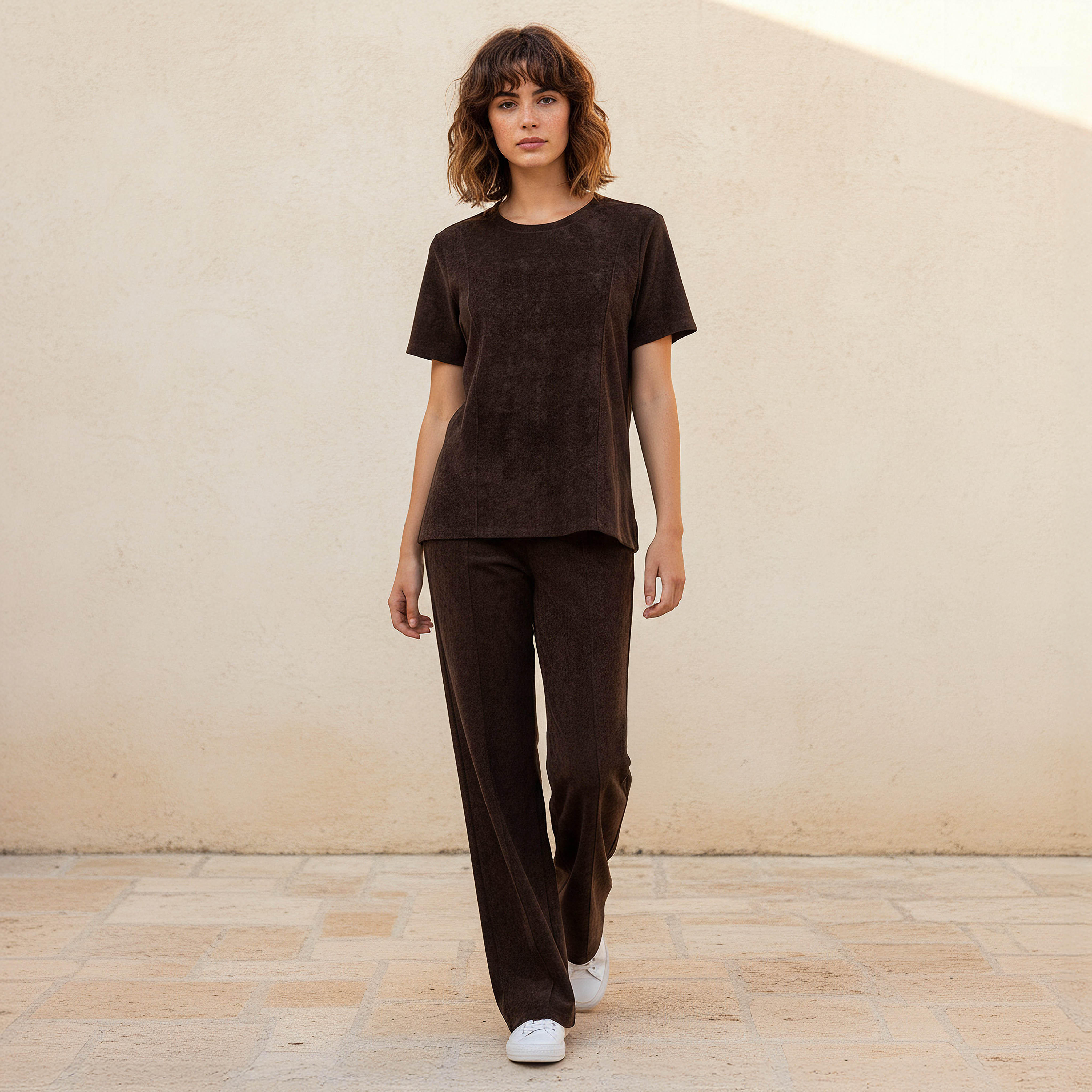 Regular Fit T-shirt with Ribbed Texture-women-clothing-coordsets-image-5