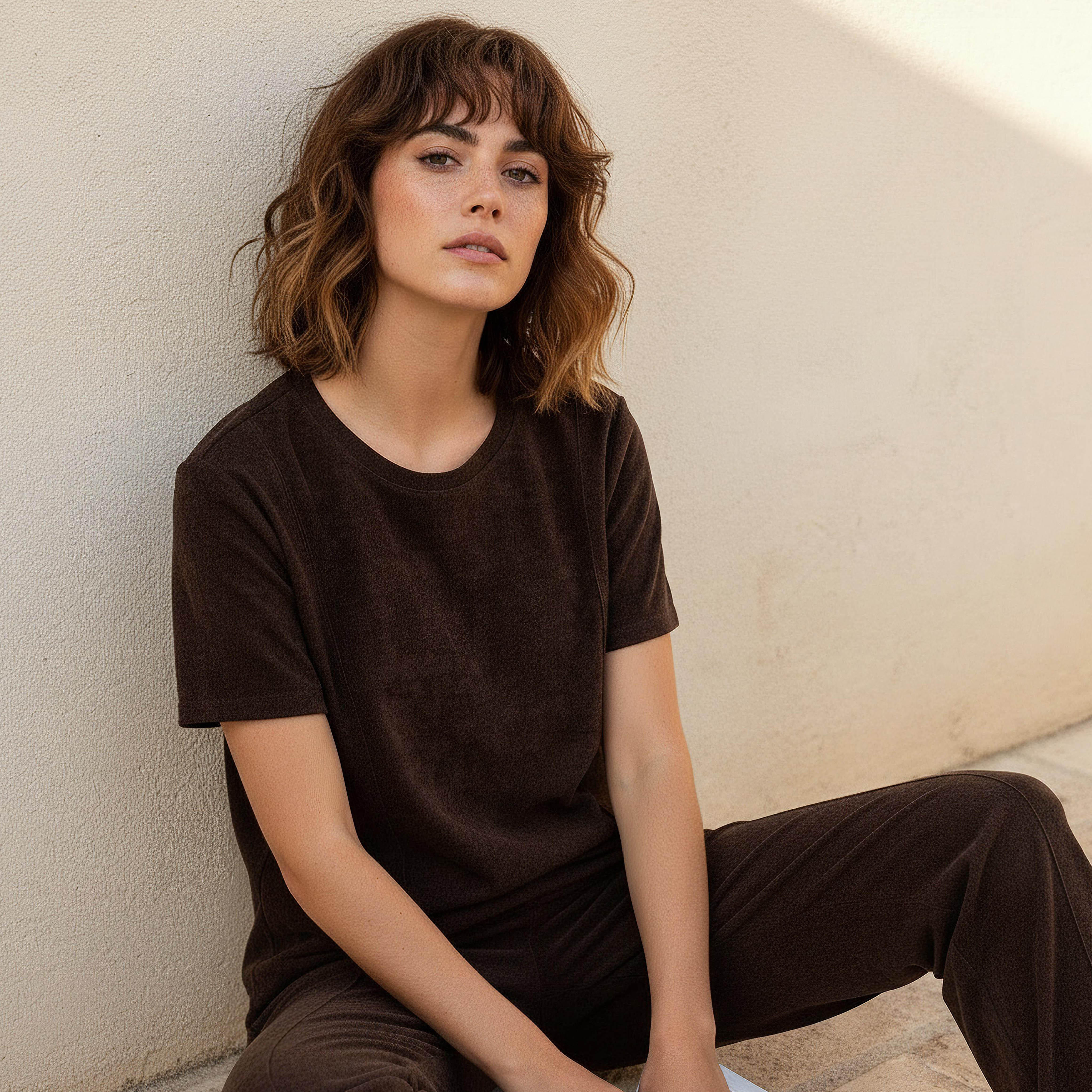 Regular Fit T-shirt with Ribbed Texture-women-clothing-coordsets-image-6