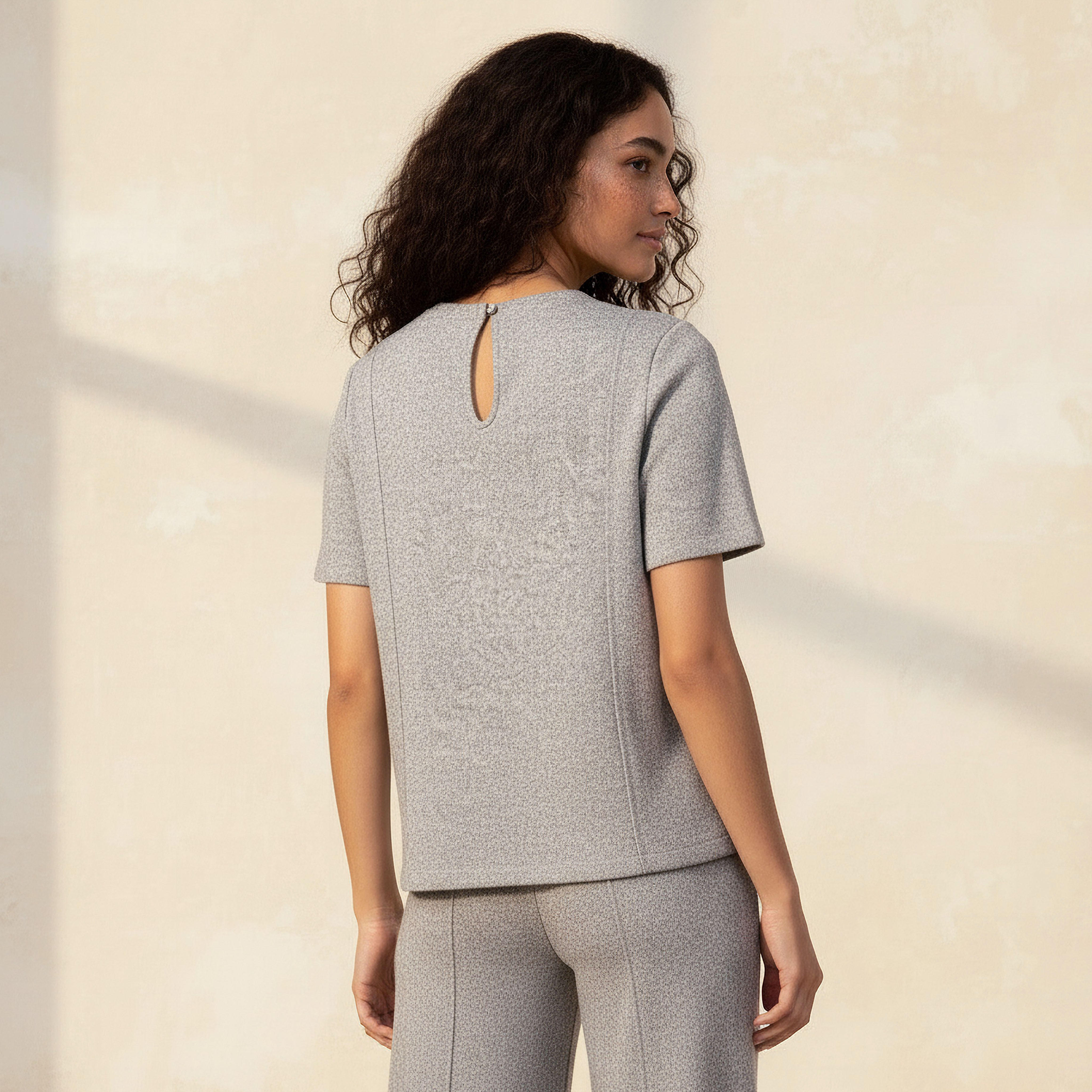 Regular Fit T-shirt with Ribbed Texture-women-clothing-coordsets-image-4