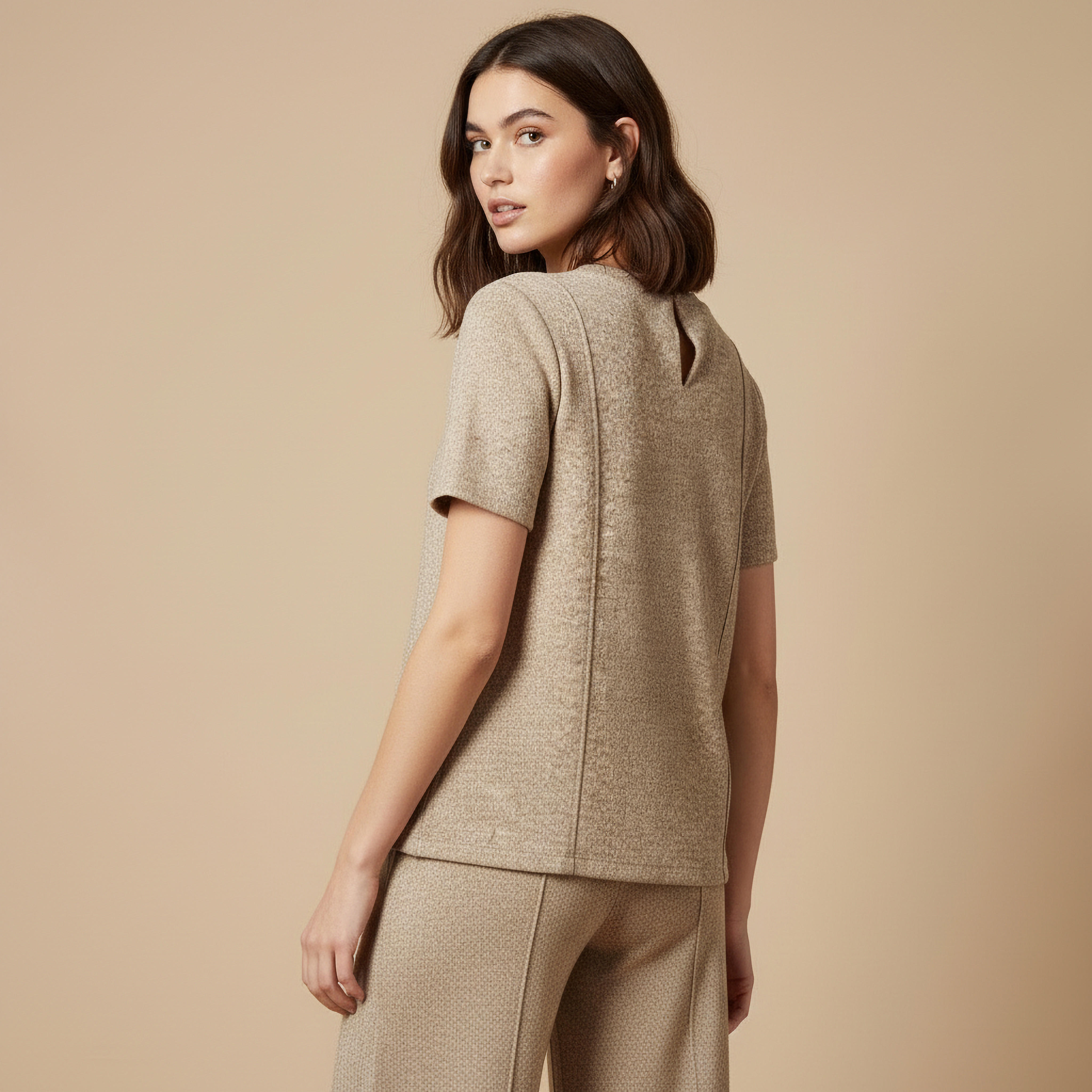 Regular Fit T-shirt with Ribbed Texture-women-clothing-coordsets-image-4