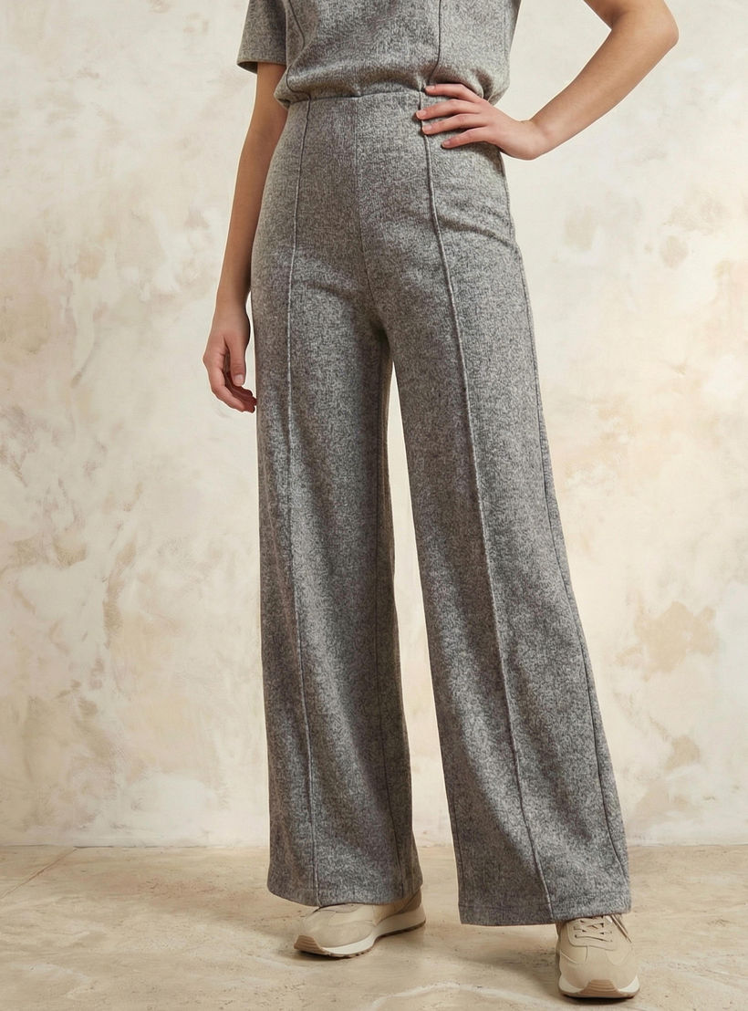 بنطلون رياضي واسع الساقين بخصر متوسط الارتفاع ودرزات-women-clothing-bottoms-joggers-image-1