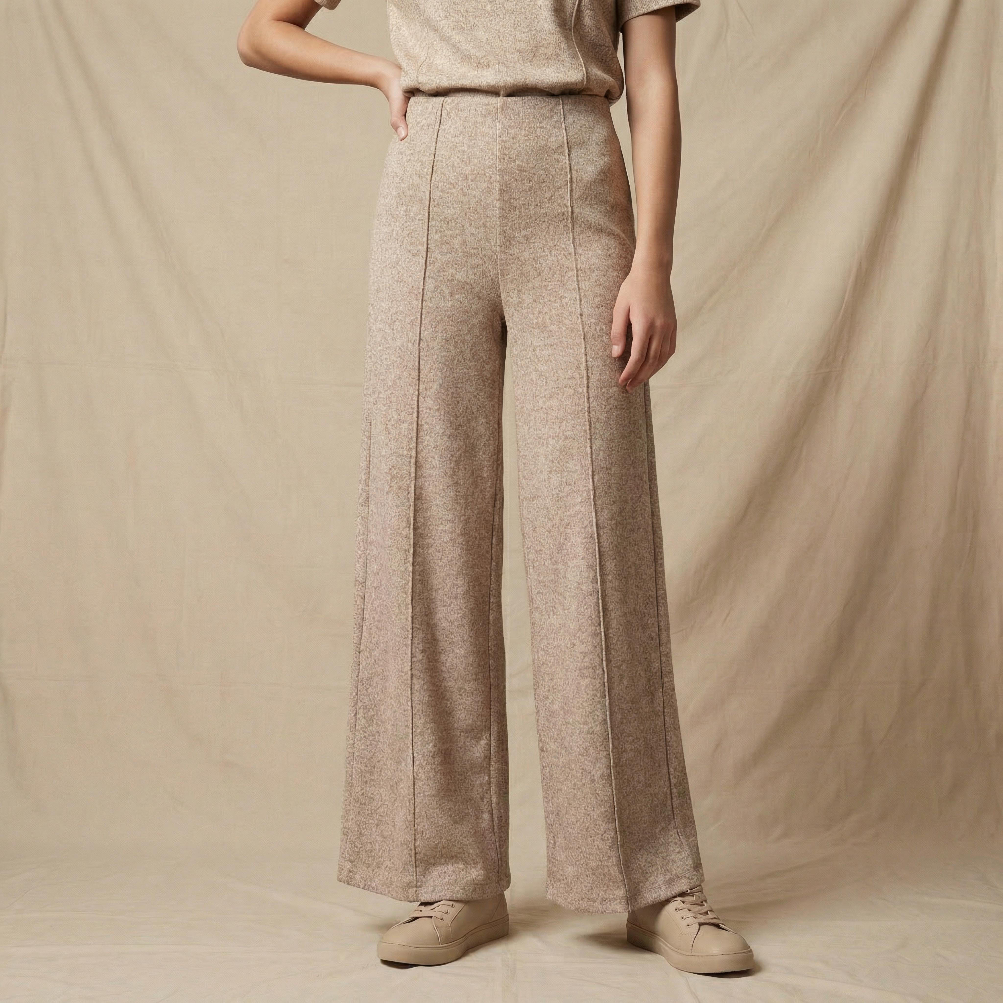 بنطلون رياضي واسع الساقين بخصر متوسط الارتفاع ودرزات-women-clothing-bottoms-joggers-image-1