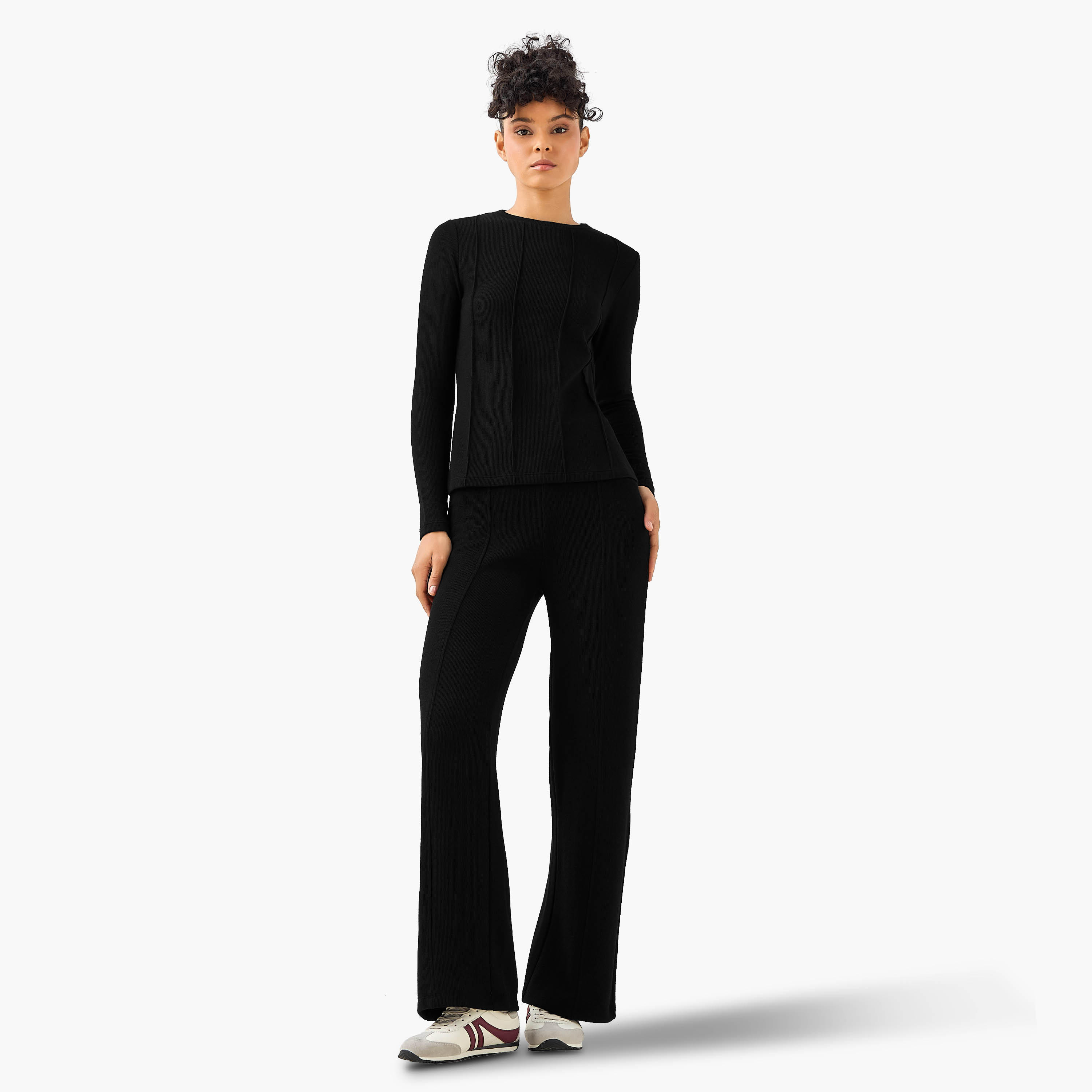 Regular Fit Textured T-shirt-women-clothing-coordsets-image-2
