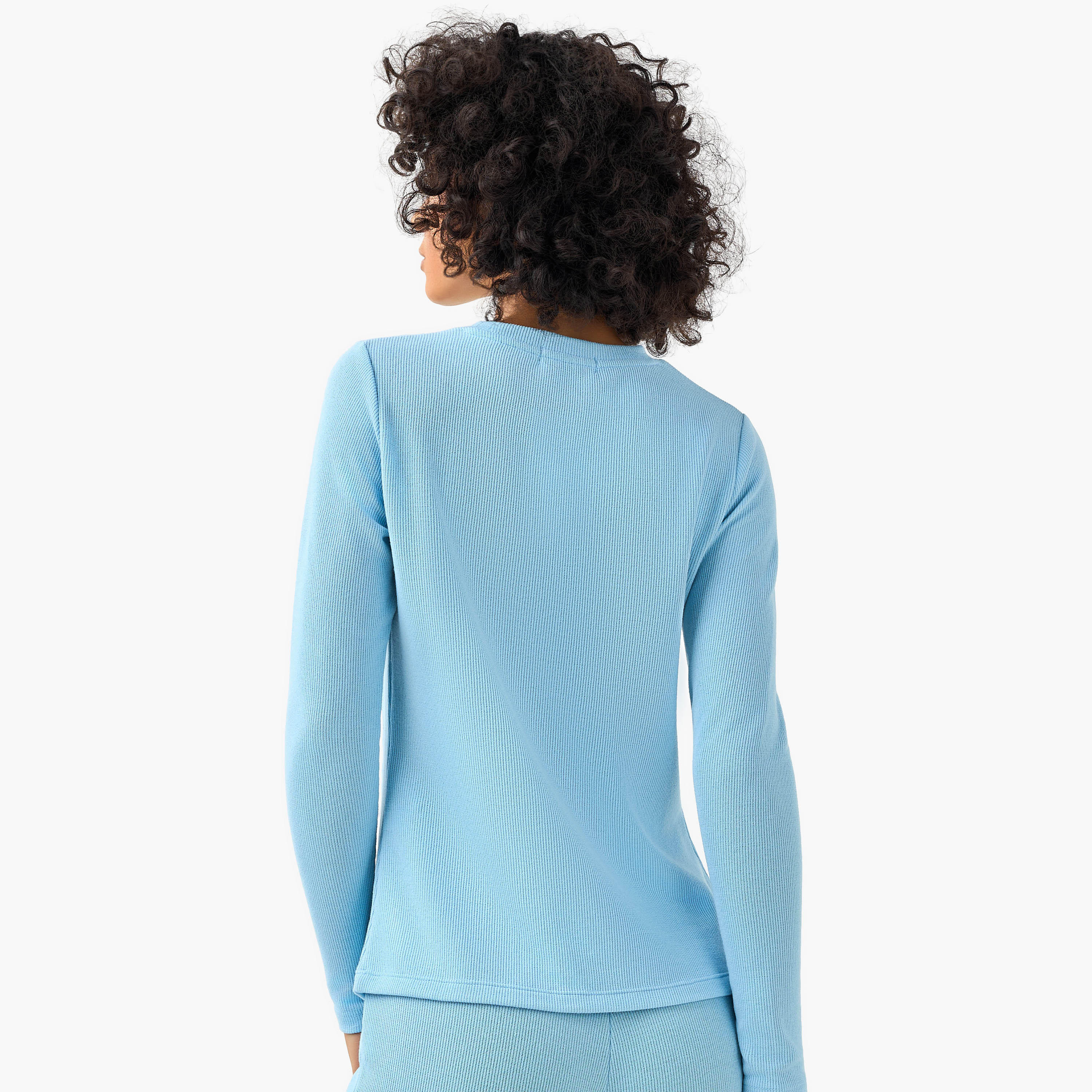 تيشيرت بارز الملمس بقصة عادية-women-clothing-coordsets-image-3