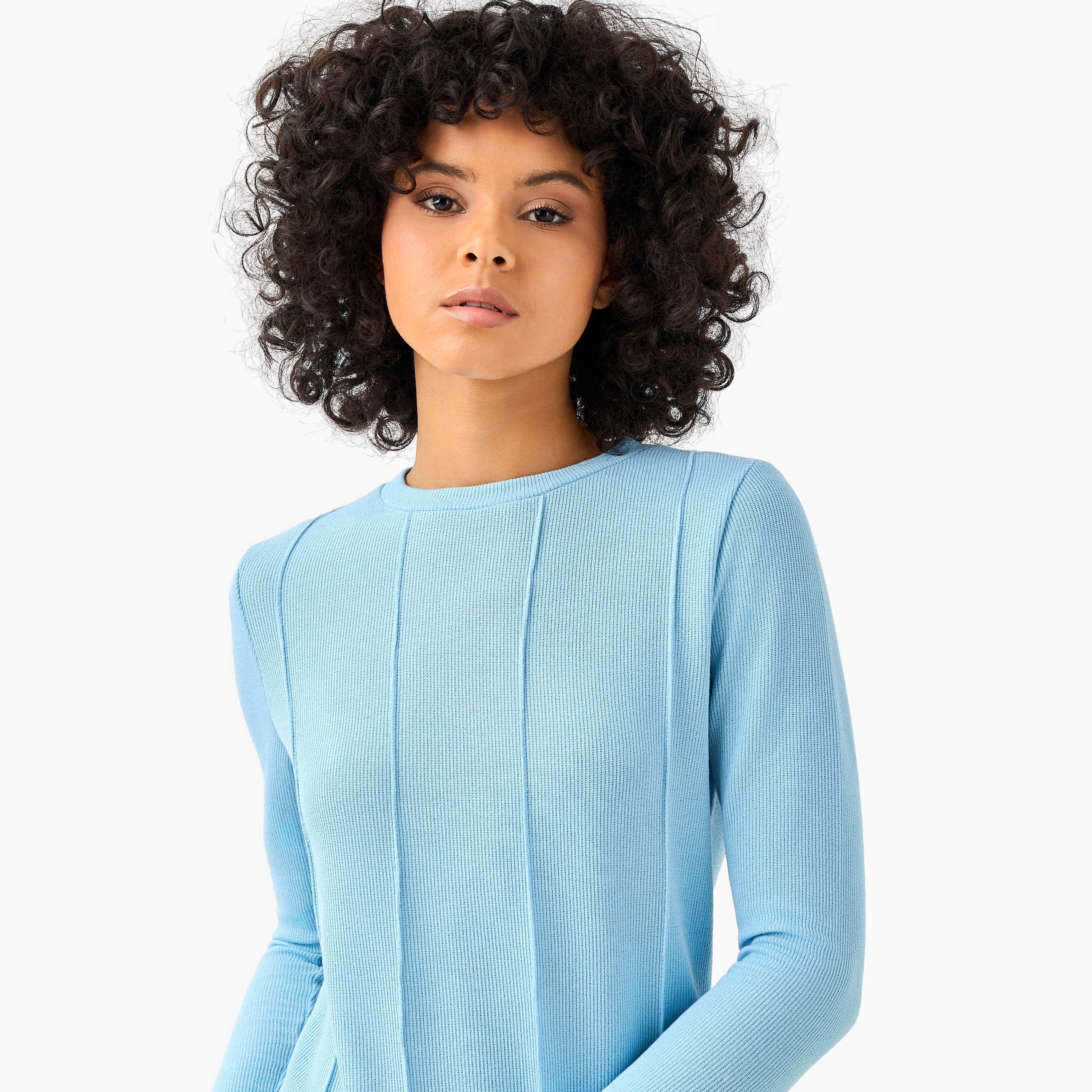 تيشيرت بارز الملمس بقصة عادية-women-clothing-coordsets-image-2