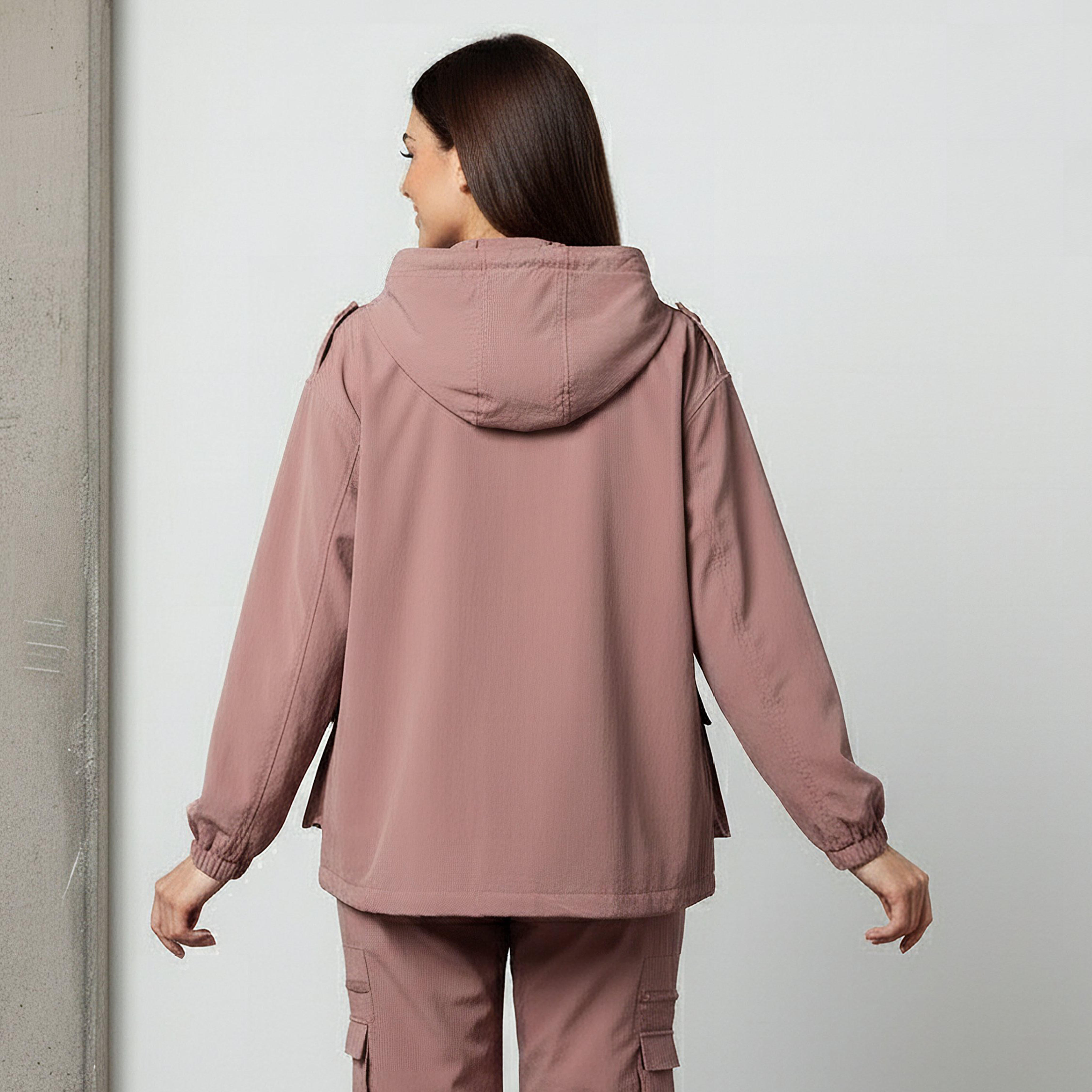 جاكيت باركا بقبعة وجيوب-women-clothing-coordsets-image-2