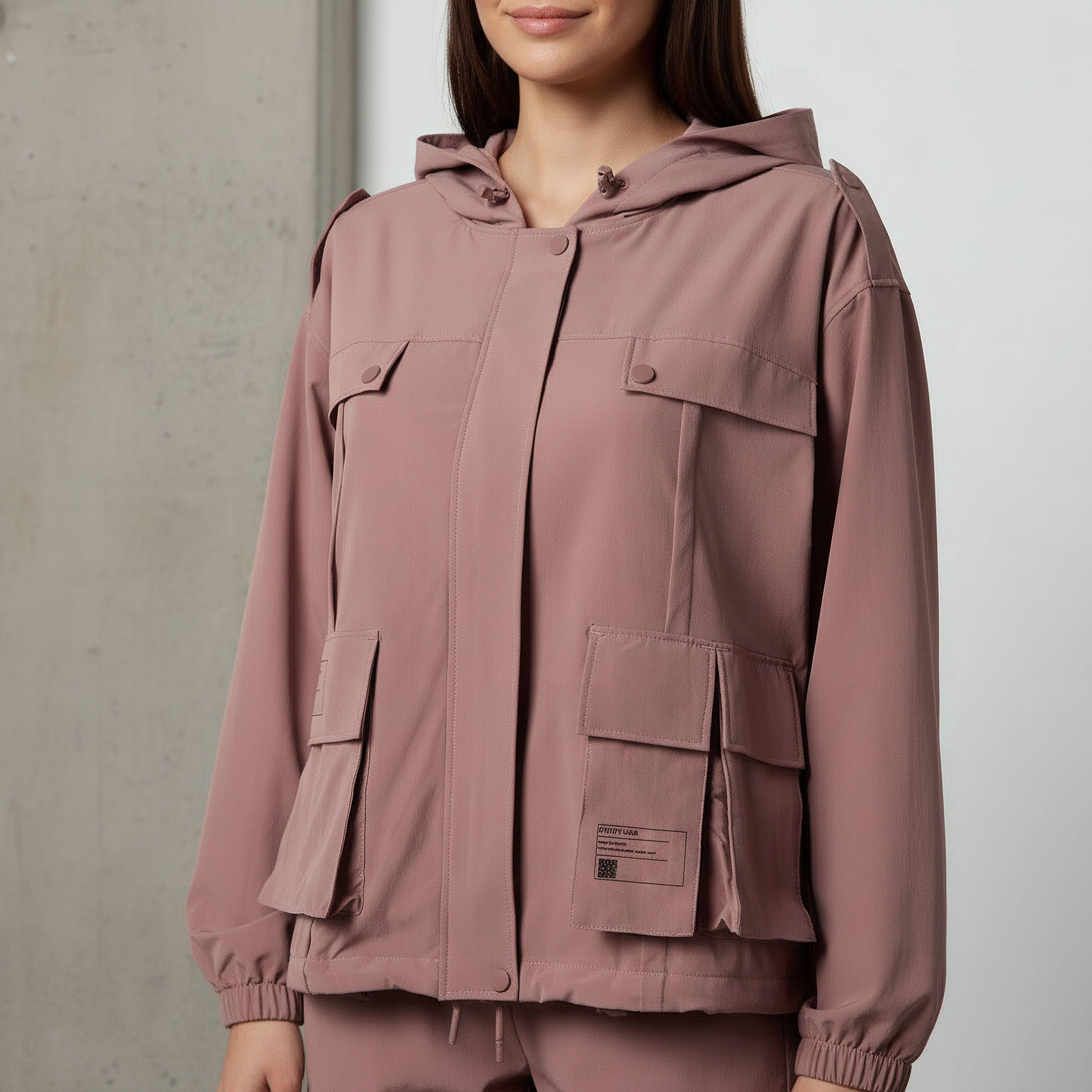 جاكيت باركا بقبعة وجيوب-women-clothing-coordsets-image-1