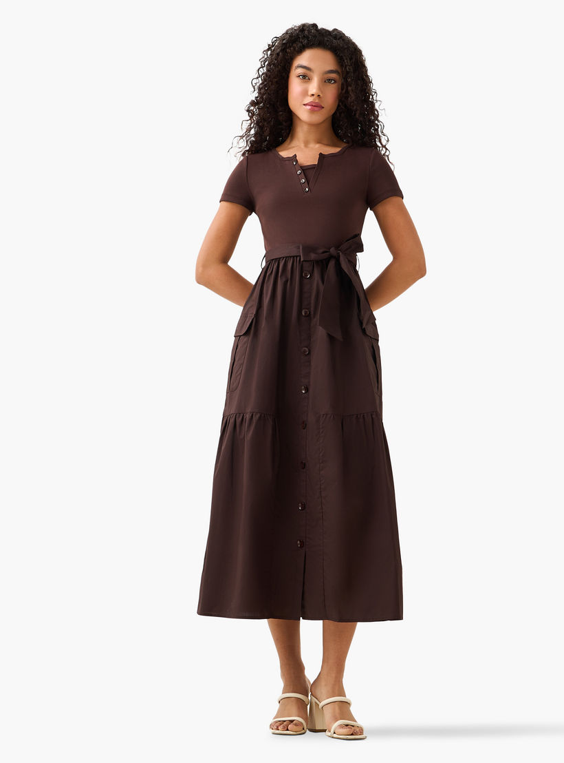 فستان قميص ميدي بحزام ربط-women-clothing-dresses-image-2