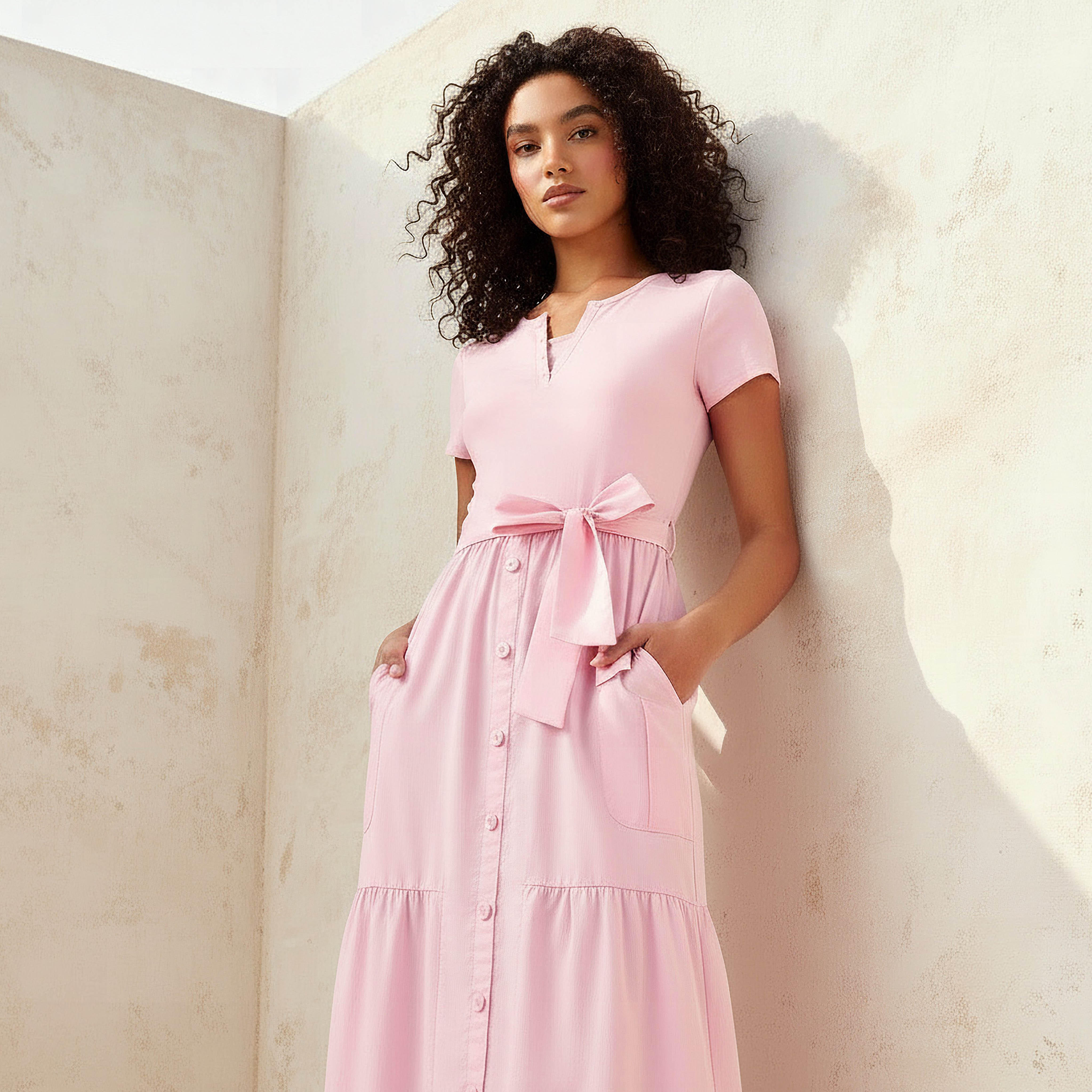Midi Shirt Dress with Tie-Up Belt-women-clothing-dresses-image-2