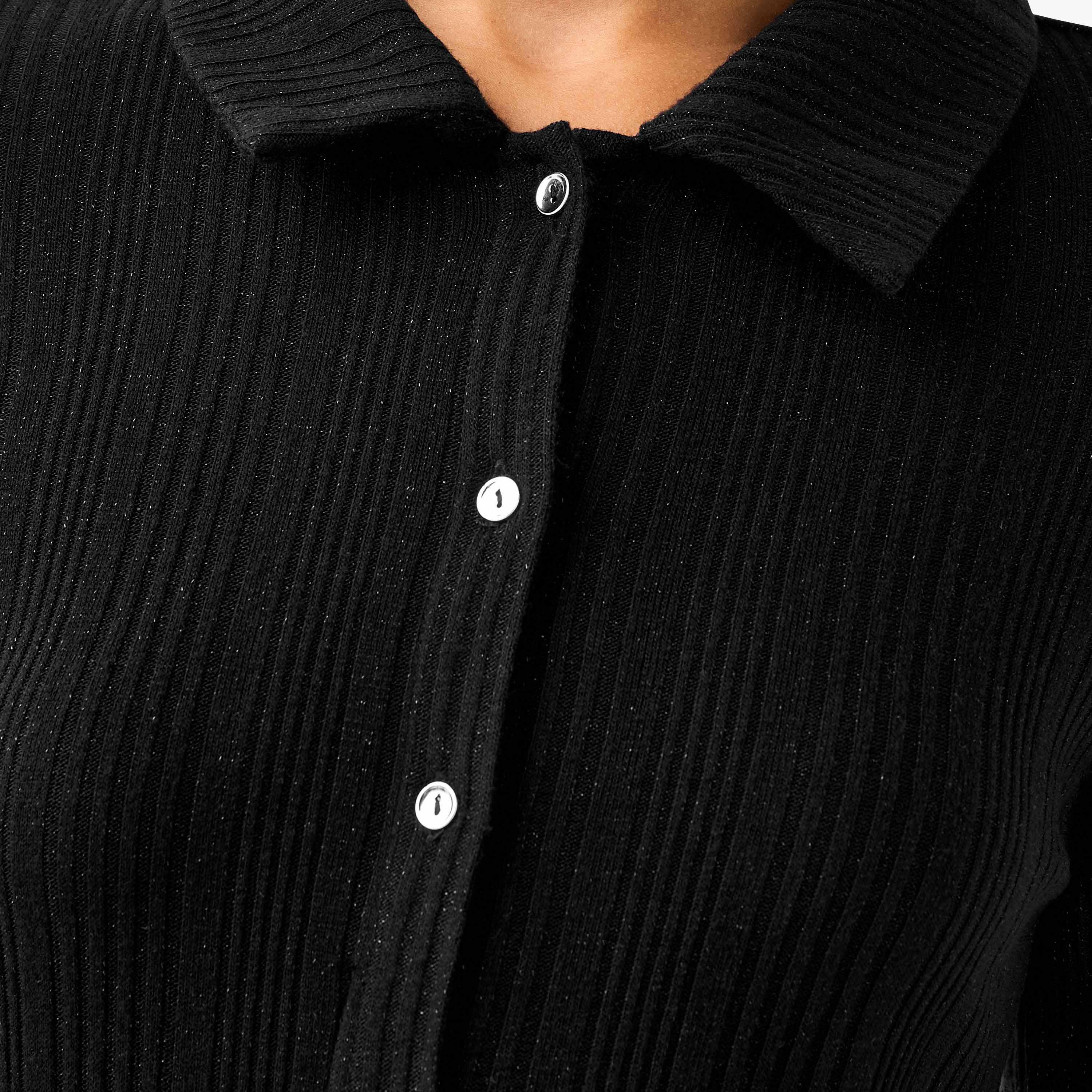 فستان ميدي مضلع بأزرار وياقة-women-clothing-dresses-image-2