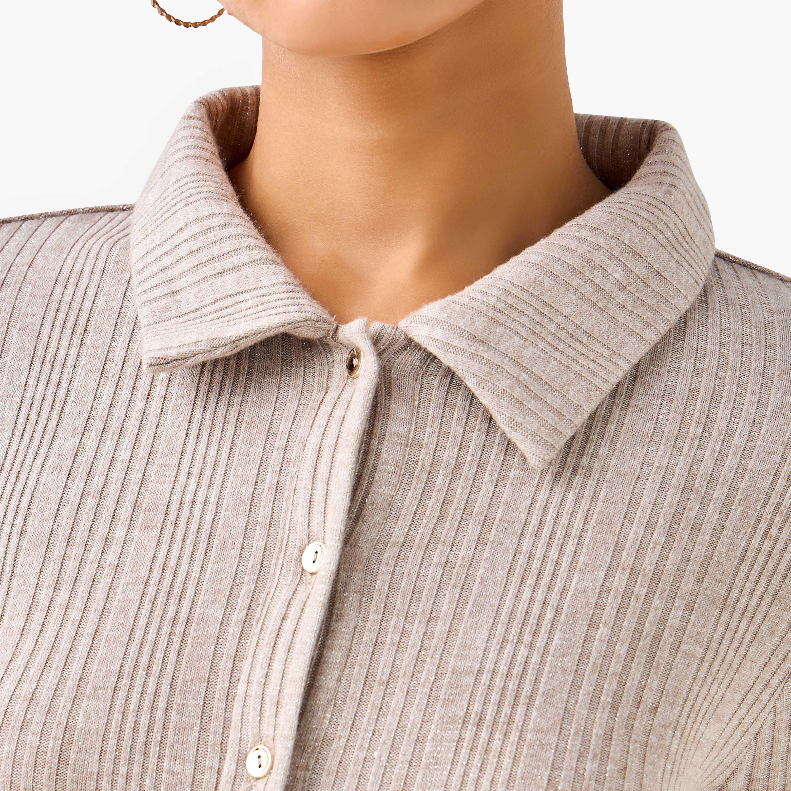 Ribbed Collared Button-Down Midi Dress-women-clothing-dresses-image-4