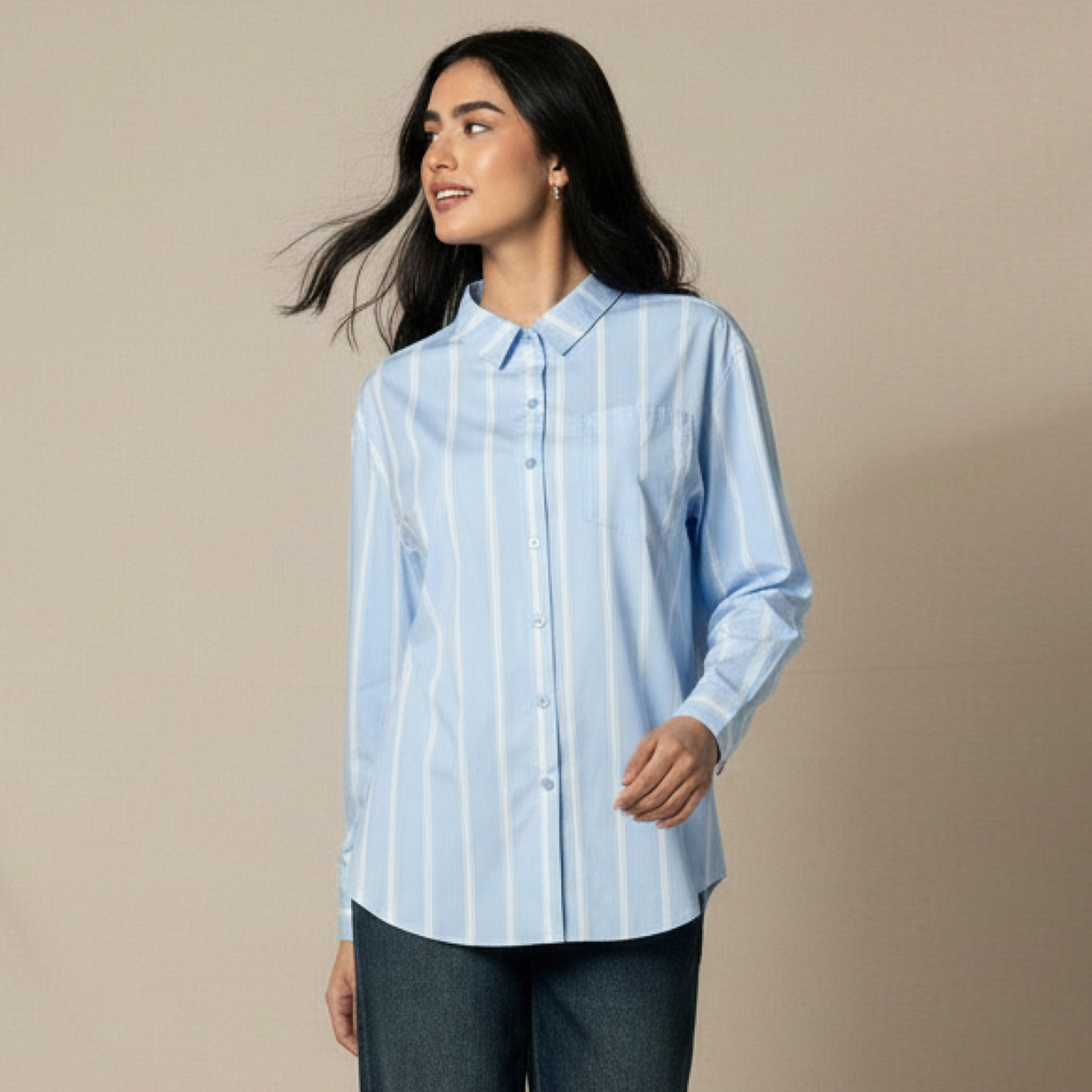 Oversized Cotton Shirt with Stripes-women-clothing-shirtsandblouses-shirts-image-1