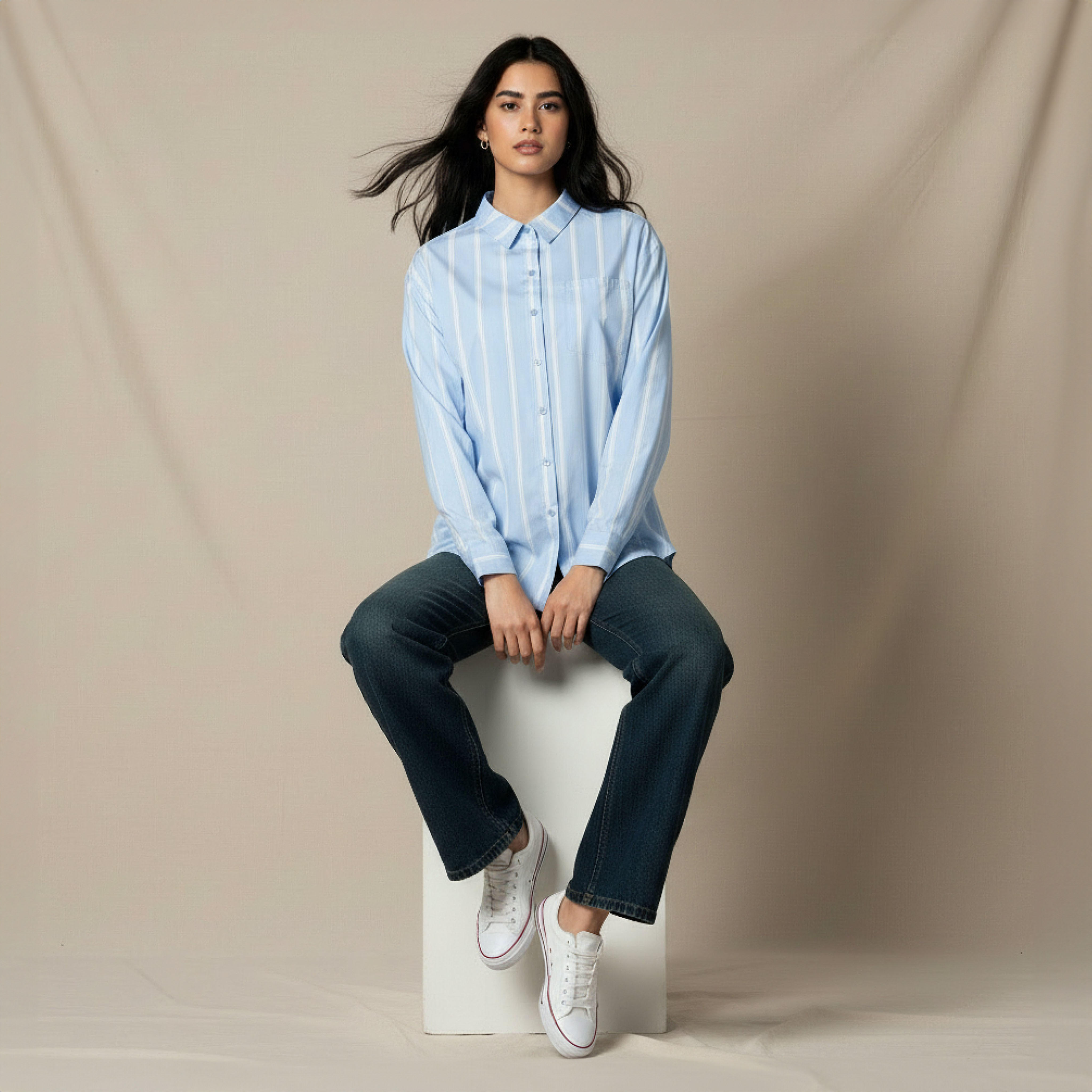 Oversized Cotton Shirt with Stripes-women-clothing-shirtsandblouses-shirts-image-2