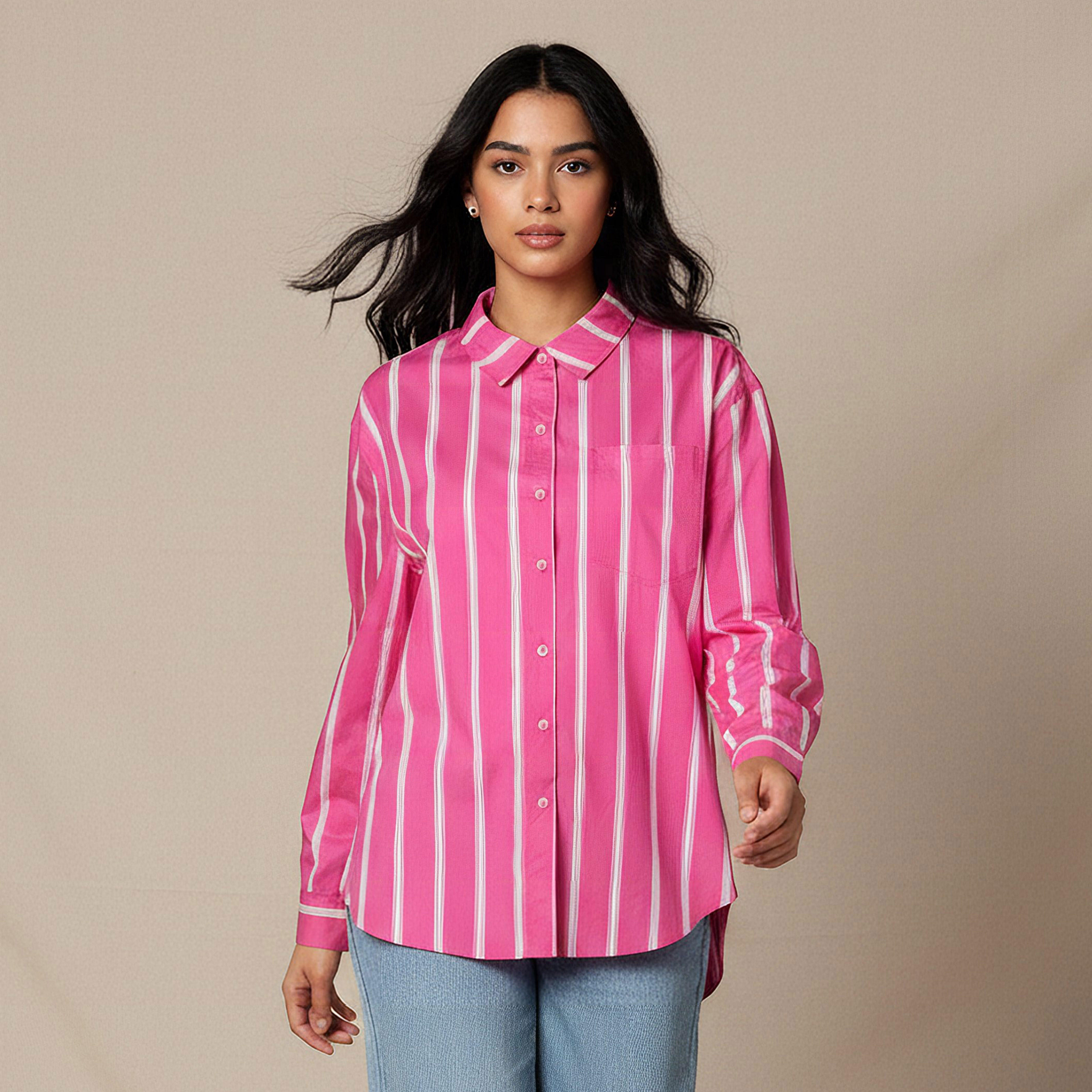 Oversized Cotton Shirt with Stripes-women-clothing-shirtsandblouses-shirts-image-1