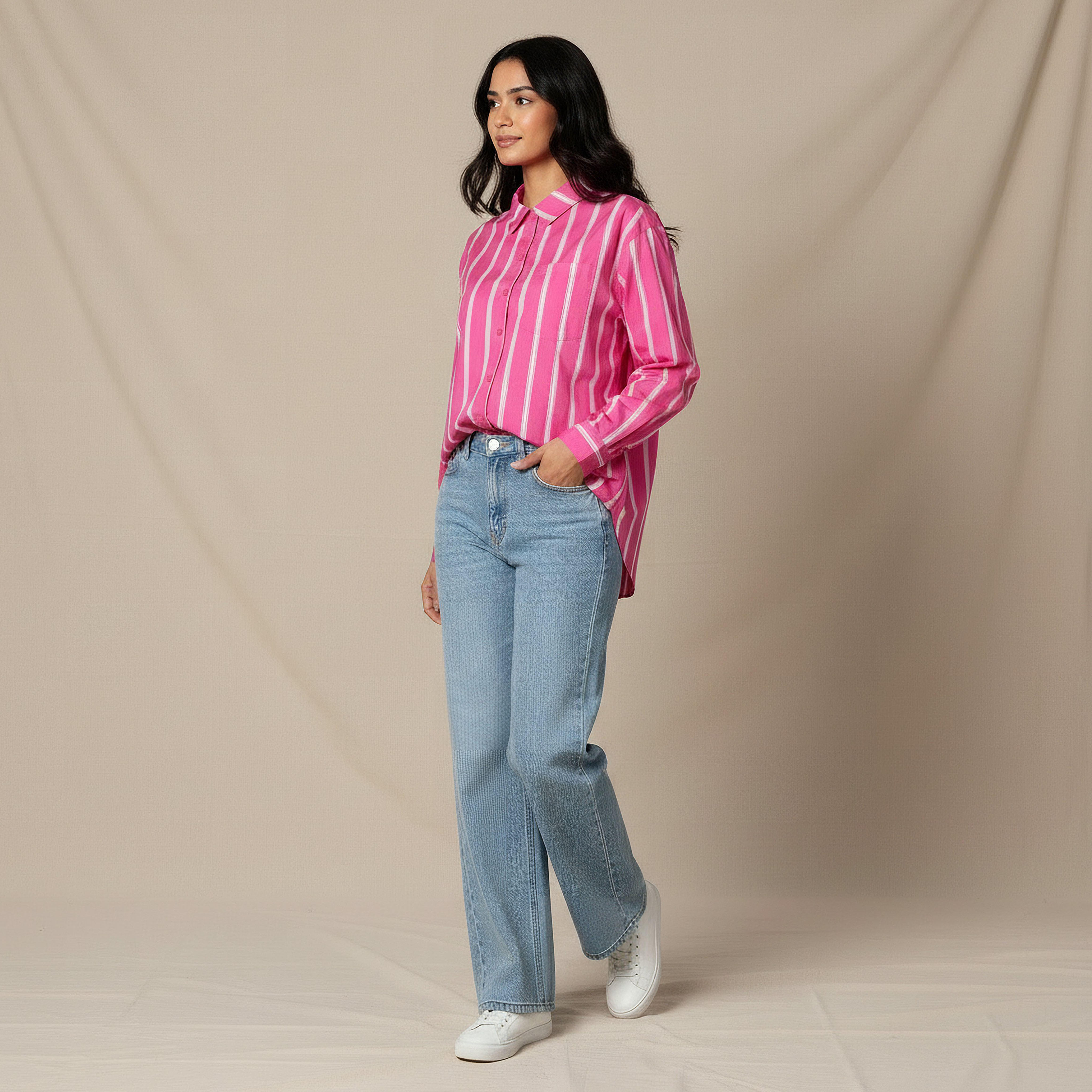 Oversized Cotton Shirt with Stripes-women-clothing-shirtsandblouses-shirts-image-2