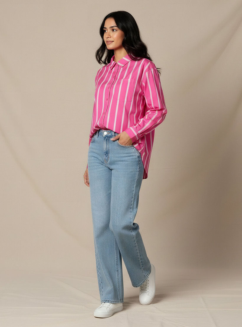 Oversized Cotton Shirt with Stripes-women-clothing-shirtsandblouses-shirts-image-2