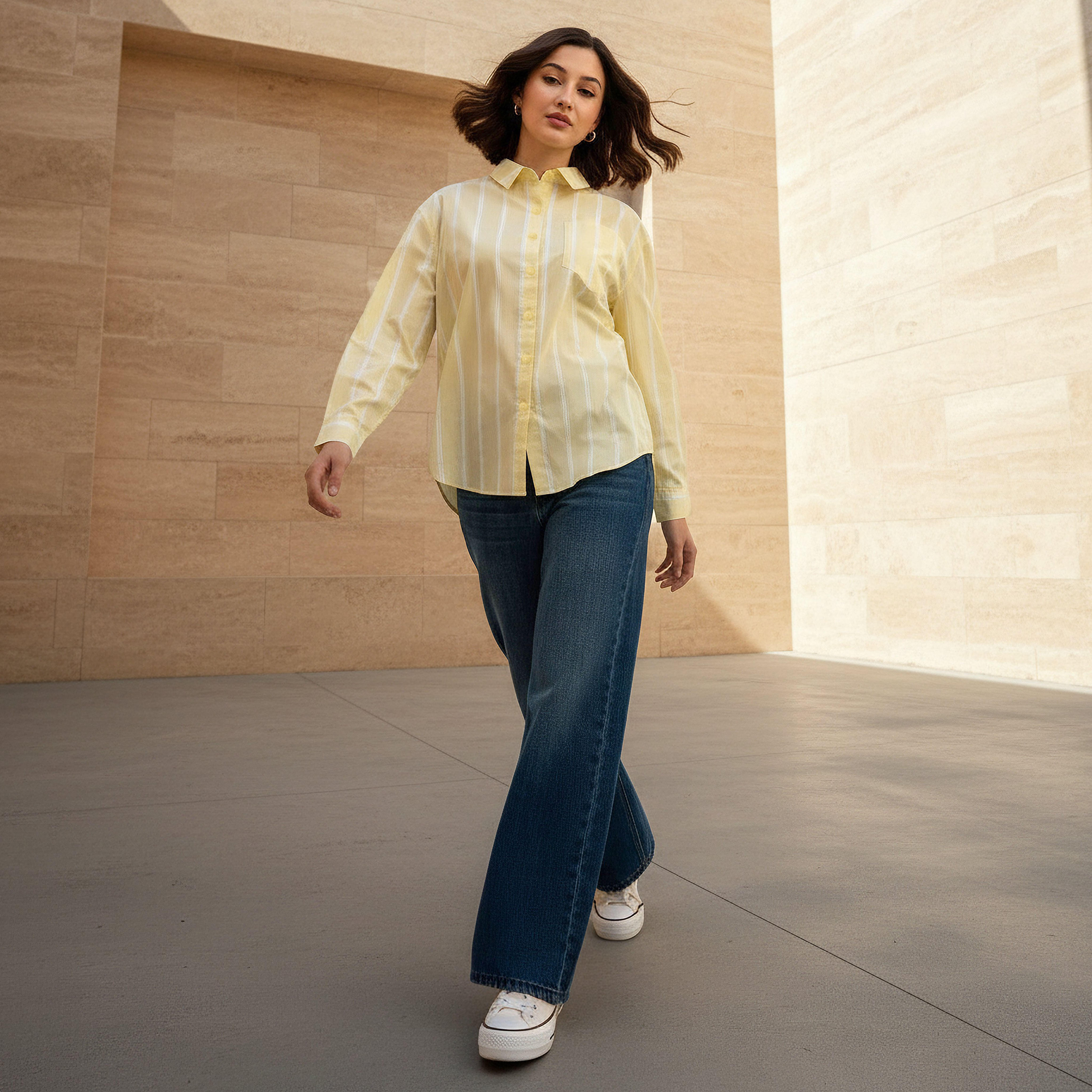 Oversized Cotton Shirt with Stripes-women-clothing-shirtsandblouses-shirts-image-1
