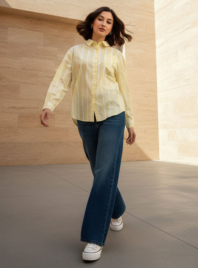 Oversized Cotton Shirt with Stripes-women-clothing-shirtsandblouses-shirts-image-1