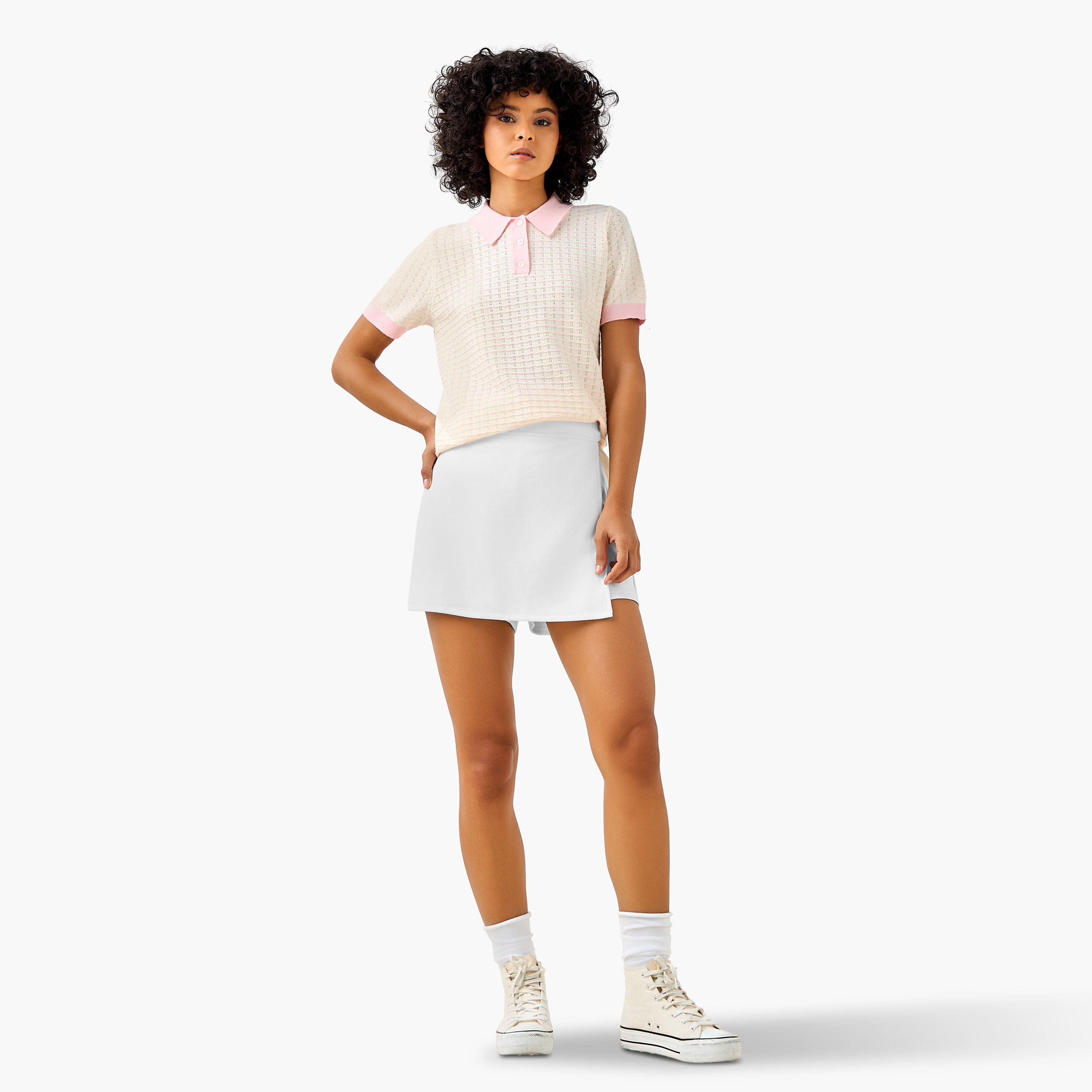 Regular Fit Polo T-shirt with Knit Texture-women-clothing-tshirts-image-3
