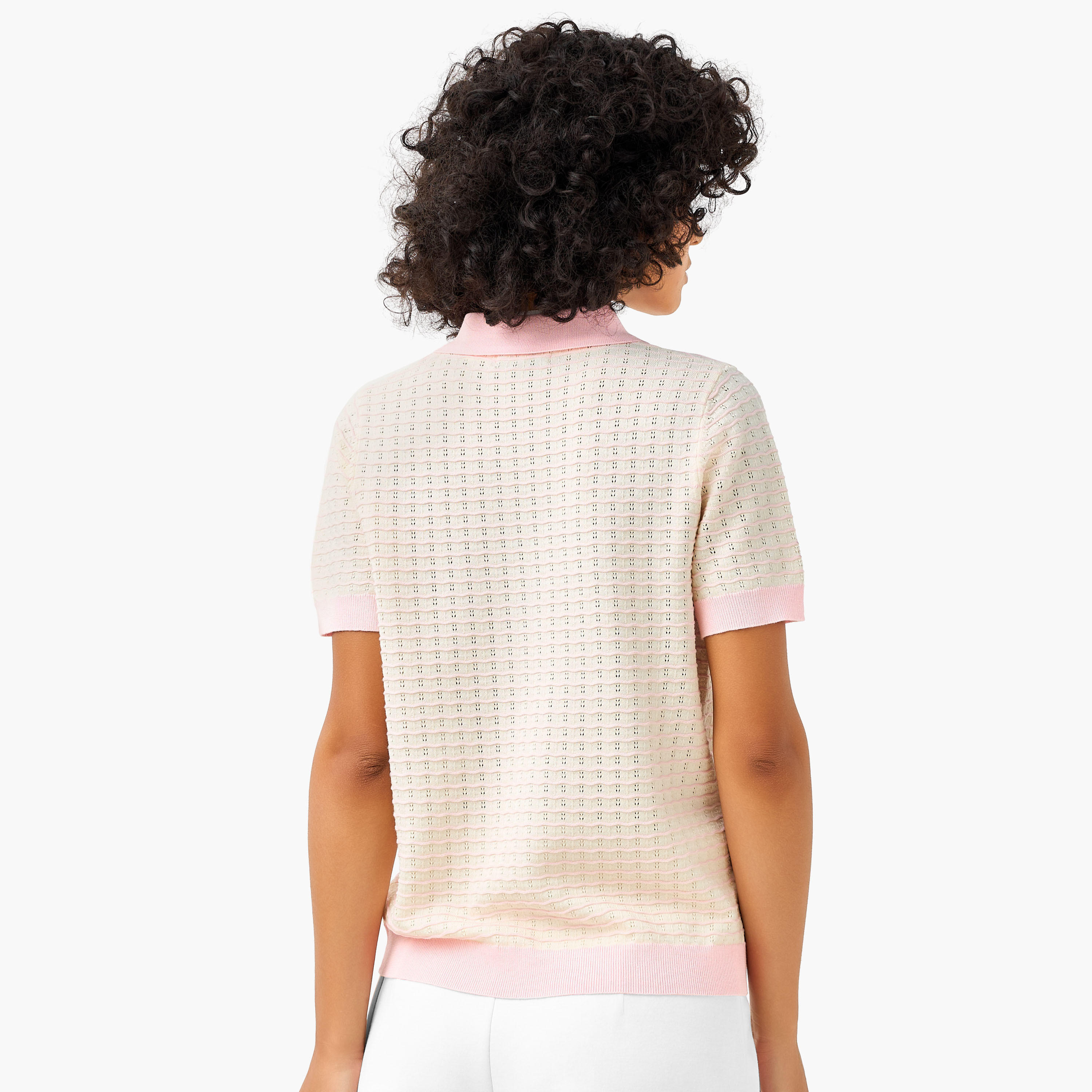 Regular Fit Polo T-shirt with Knit Texture-women-clothing-tshirts-image-4