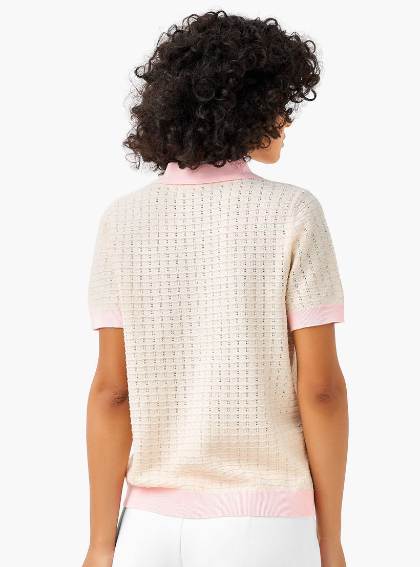 Regular Fit Polo T-shirt with Knit Texture-women-clothing-tshirts-image-4