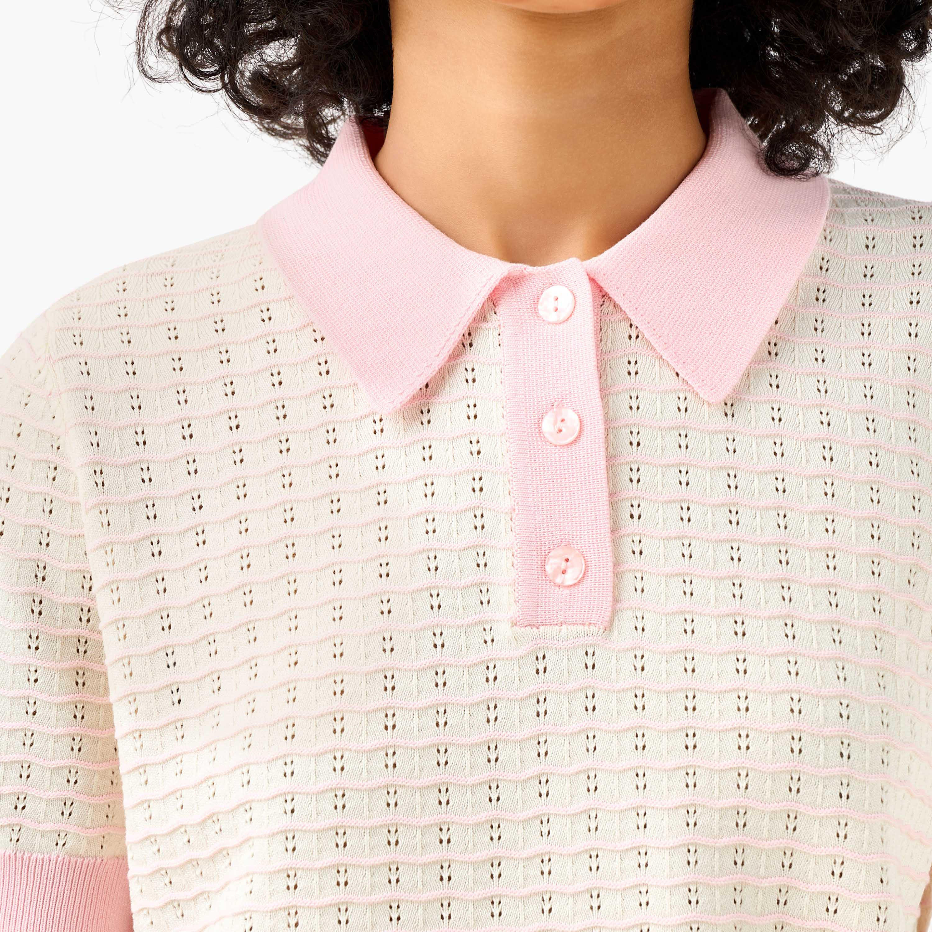 Regular Fit Polo T-shirt with Knit Texture-women-clothing-tshirts-image-5