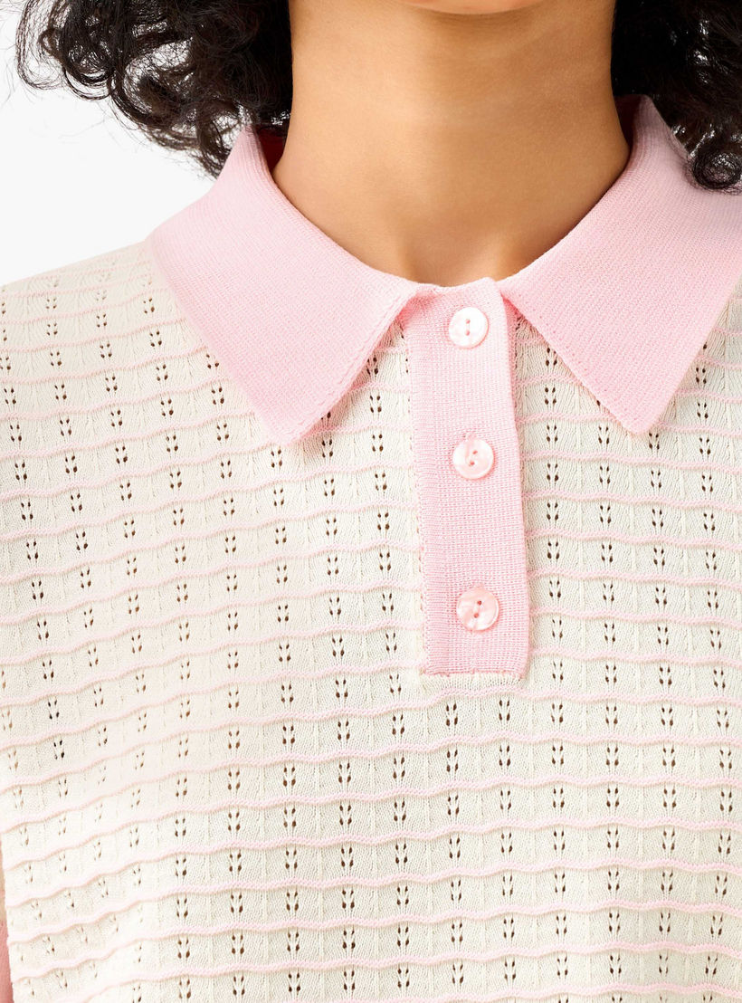 Regular Fit Polo T-shirt with Knit Texture-women-clothing-tshirts-image-5