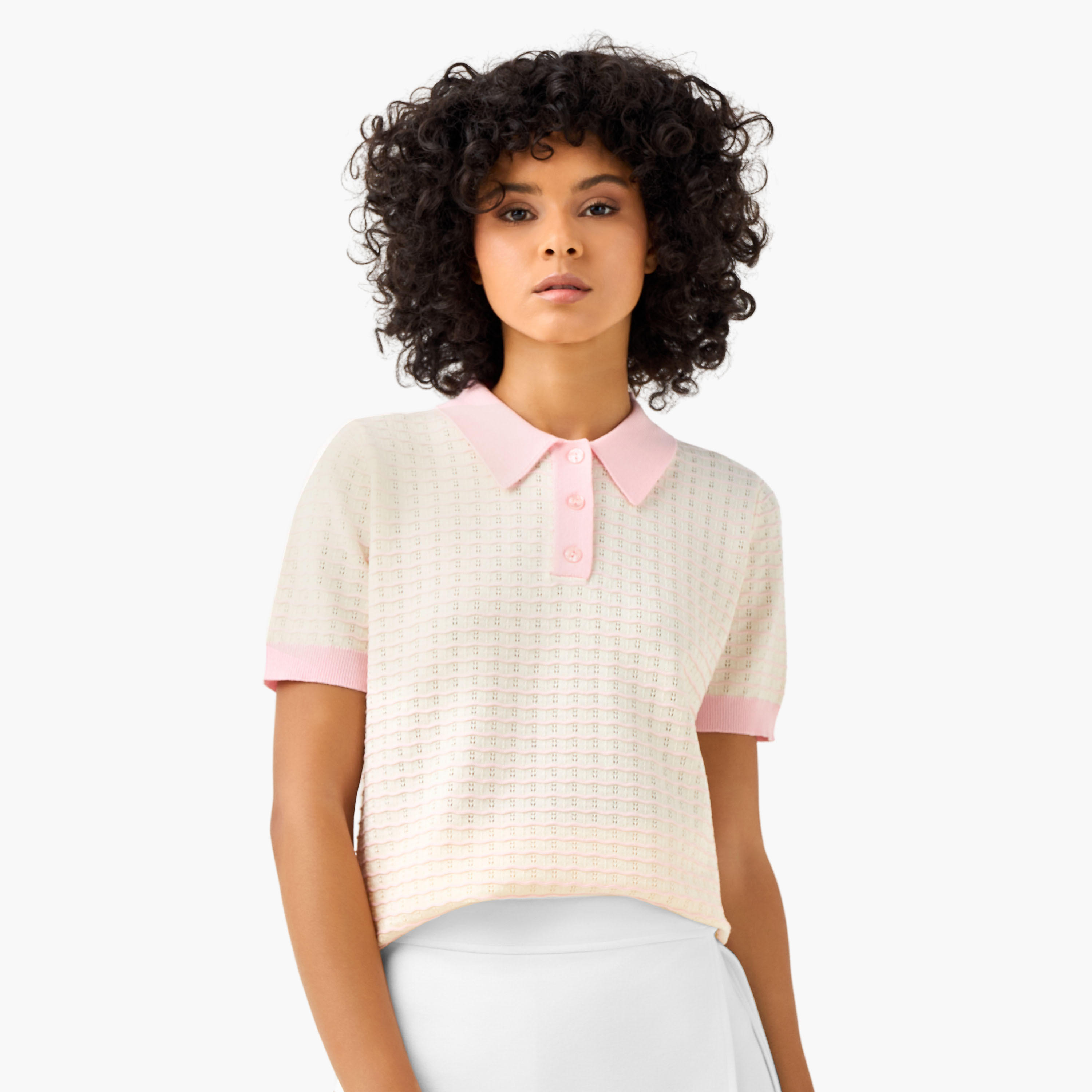 Regular Fit Polo T-shirt with Knit Texture-women-clothing-tshirts-image-6