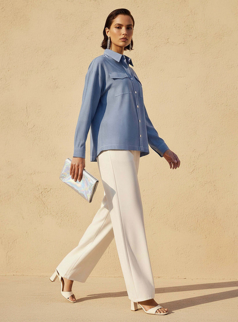 قميص عملي بجيوب على الصدر-women-clothing-shirtsandblouses-shirts-image-3