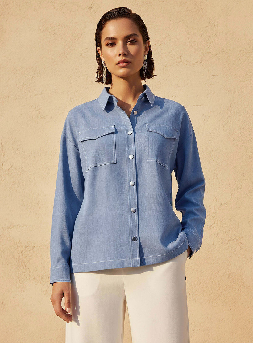 قميص عملي بجيوب على الصدر-women-clothing-shirtsandblouses-shirts-image-4