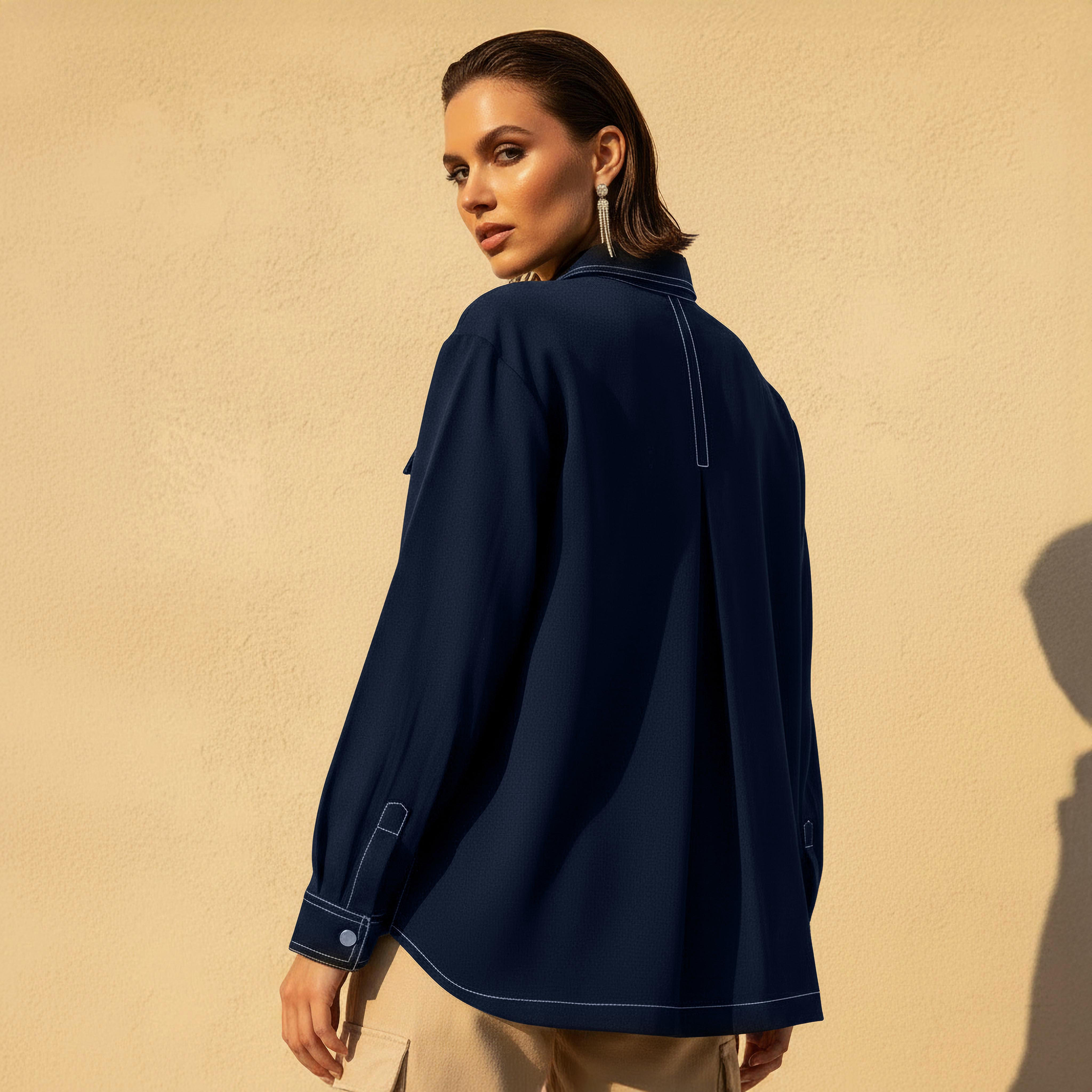 Utility Shirt with Contrast Stitch Detail-women-clothing-shirtsandblouses-shirts-image-4