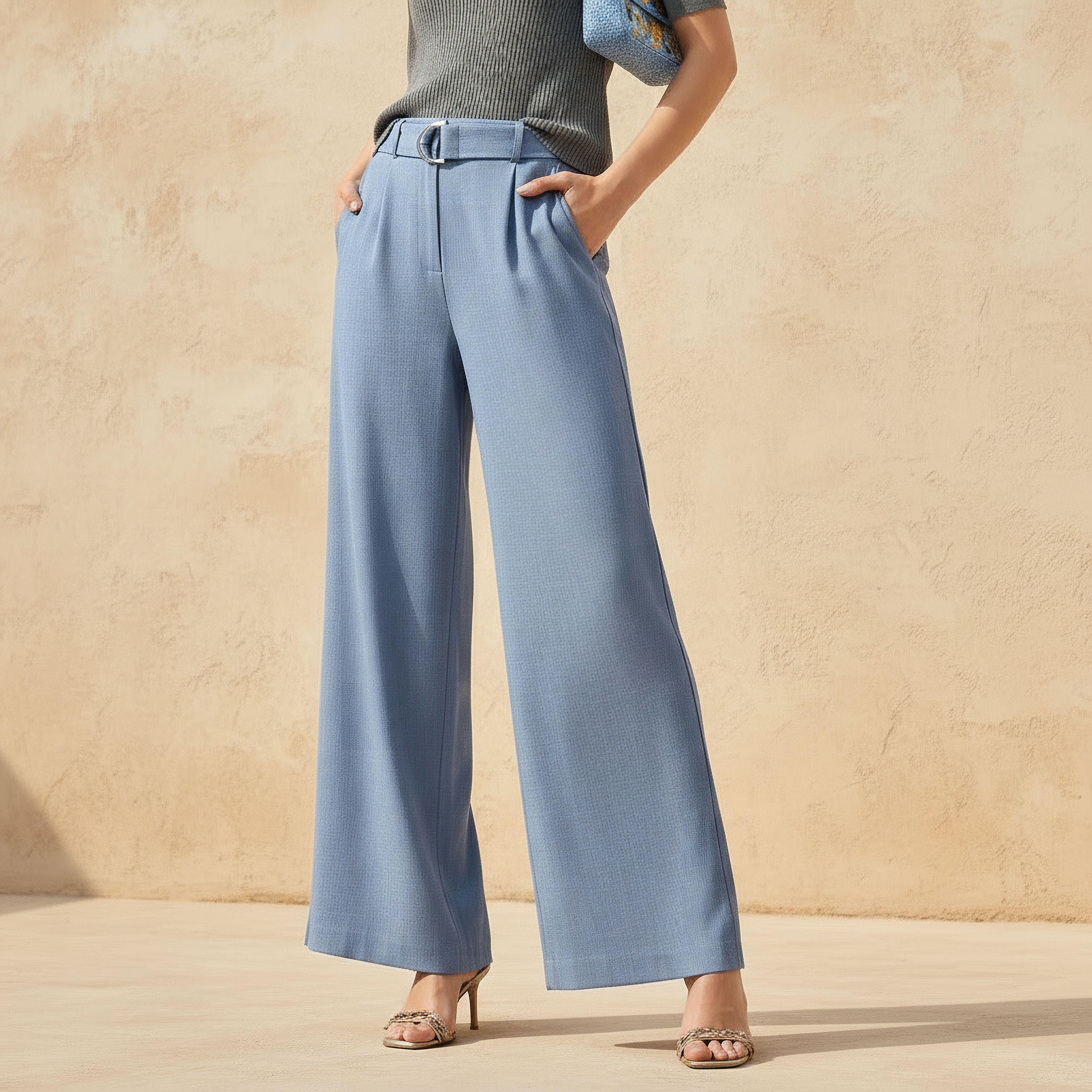 Wide Leg Mid-Rise Belted Pants-women-clothing-coordsets-image-1