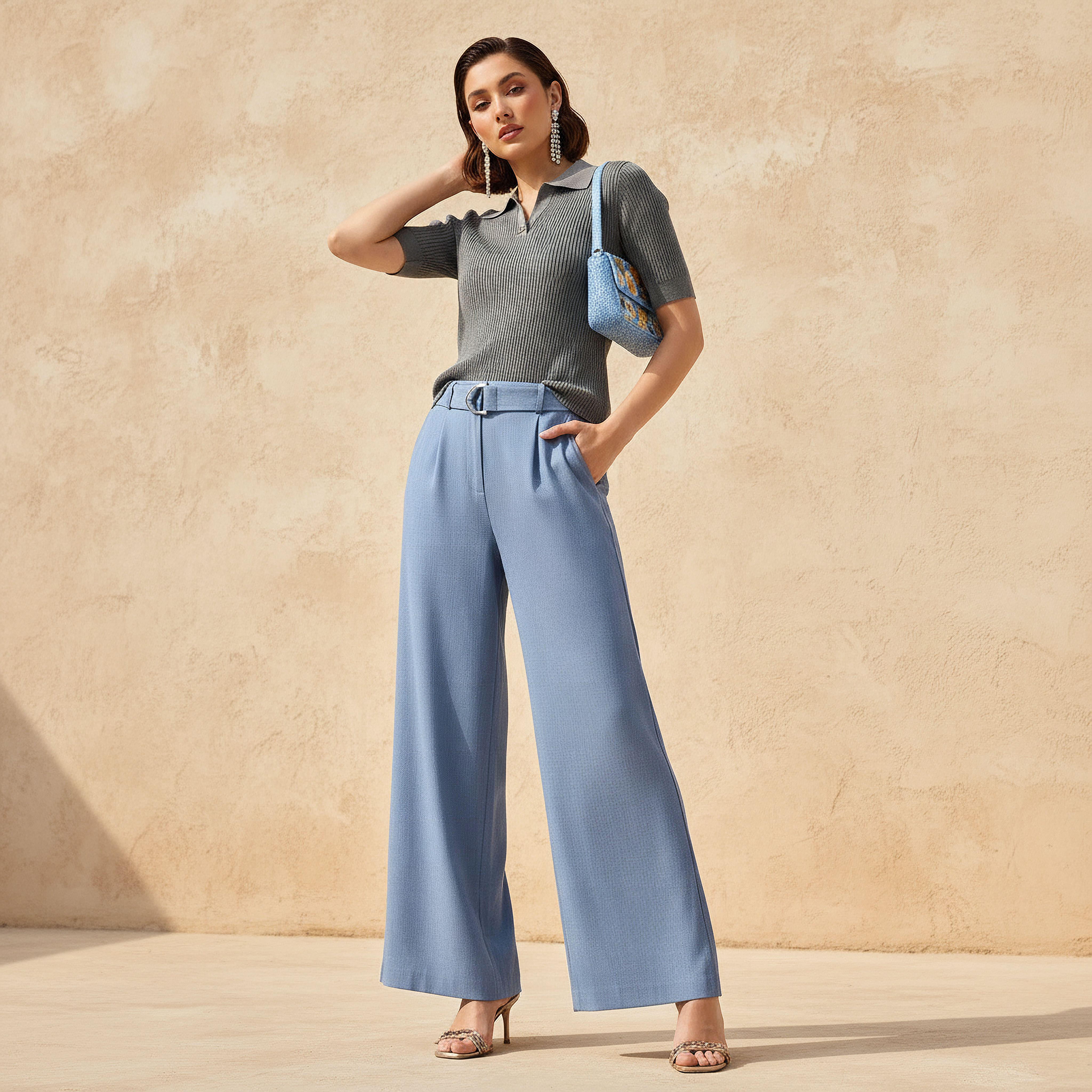 Wide Leg Mid-Rise Belted Pants-women-clothing-coordsets-image-3